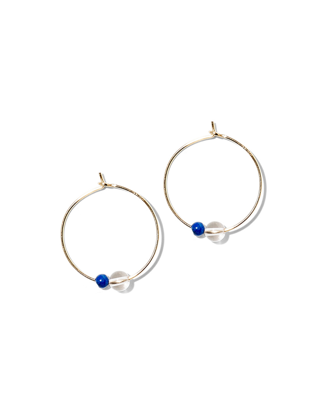 NOUVEL ÉTÉ DANA, Kreolen klein, 14-karat gold filled, Bergkristall, Lapis Lazuli