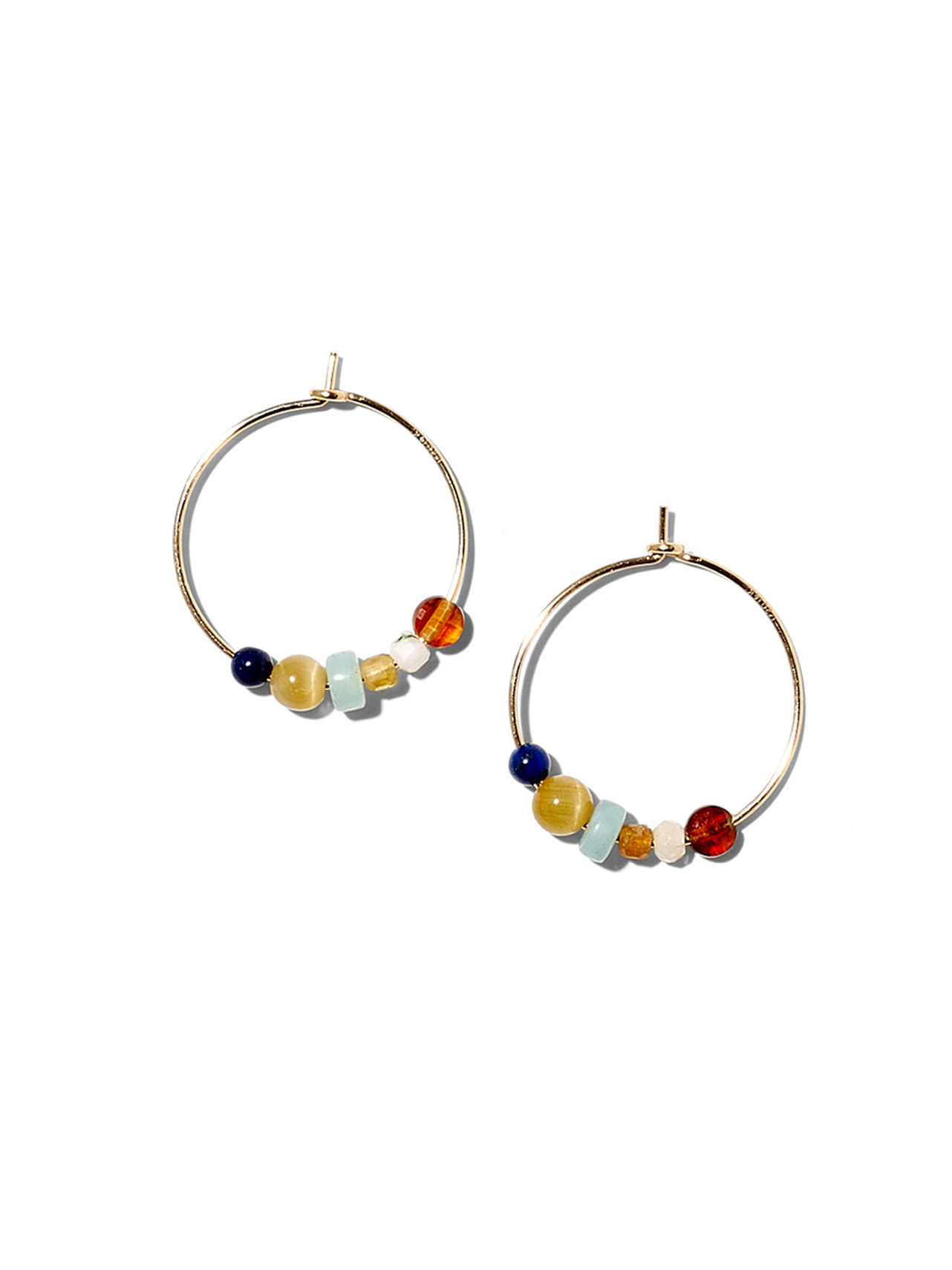 NOUVEL ÉTÉ LOUISE, Kreolen klein, 14-karat gold filled, diverse Edelsteine