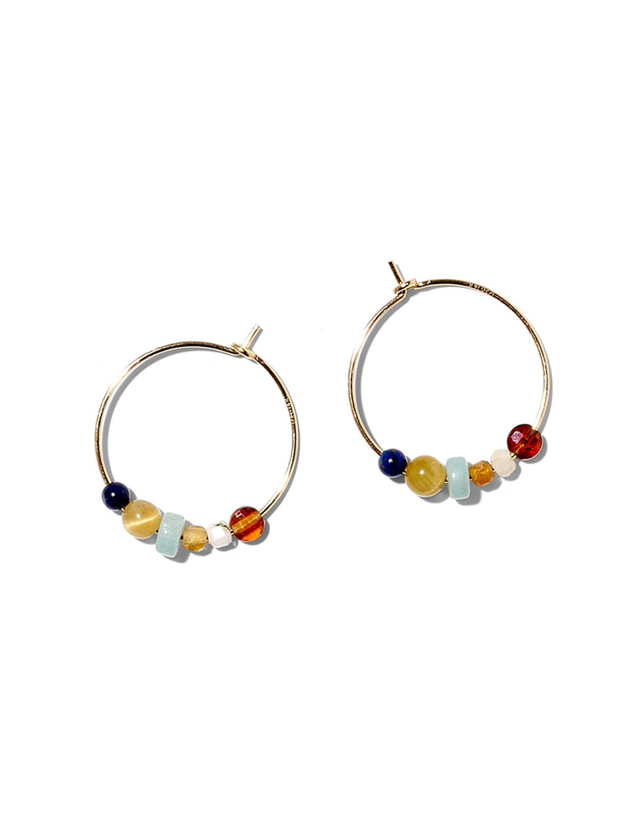 NOUVEL ÉTÉ LOUISE, Kreolen klein, 14-karat gold filled, diverse Edelsteine