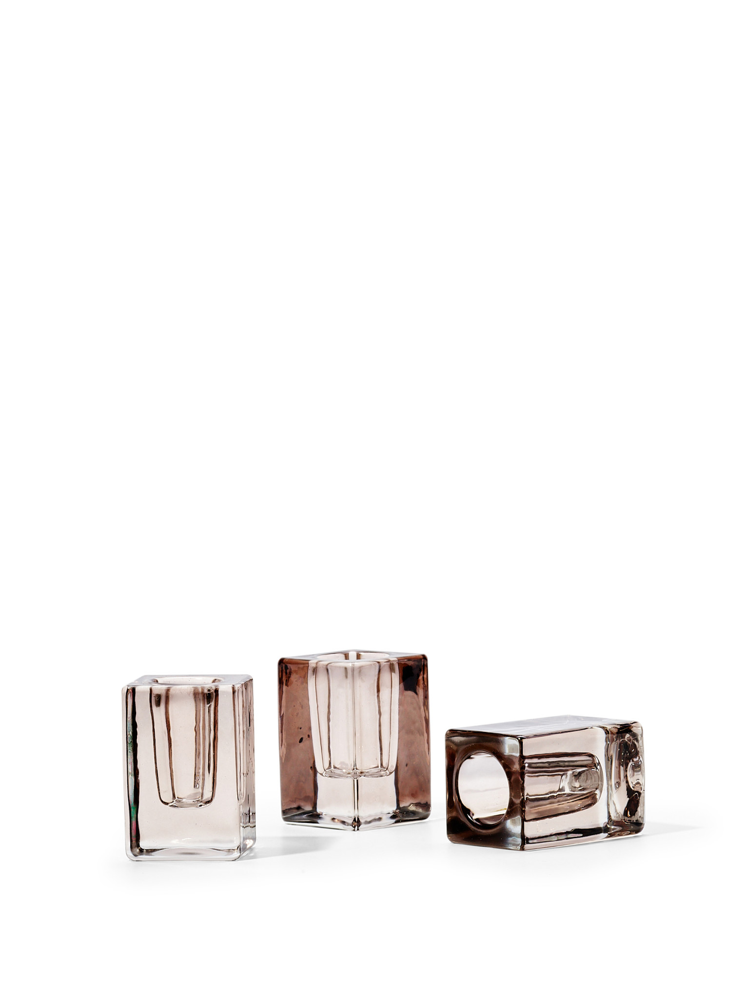 Kerzenständer aus Glas, zartes Altrosa