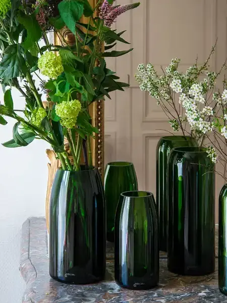 Upcycling Vase aus Weinflasche 1,5L grün