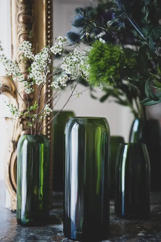 Upcycling Vase aus Weinflasche 75cl grün