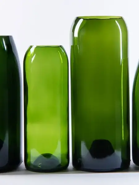 Upcycling Vase aus Weinflasche 75cl grün