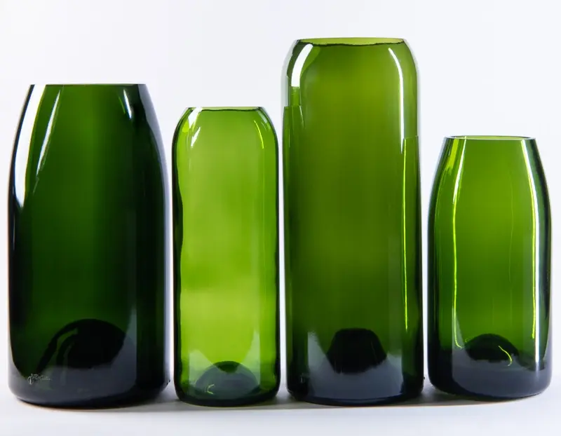 Upcycling Vase aus Weinflasche 75cl grün