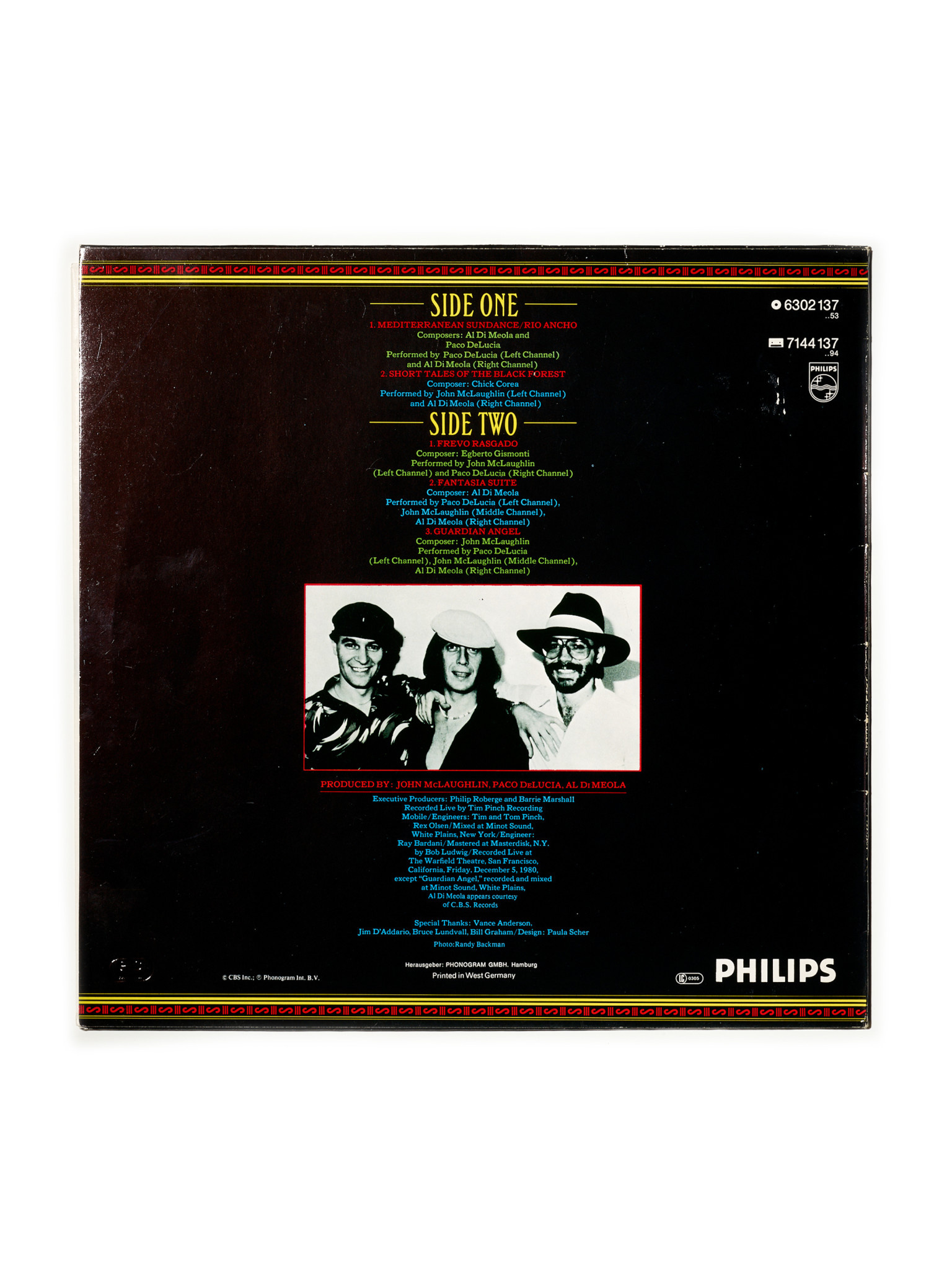 NÉ RECORDS Al Di Meola, John McLaughlin, Paco De Lucia - Friday Nights in San Francisco