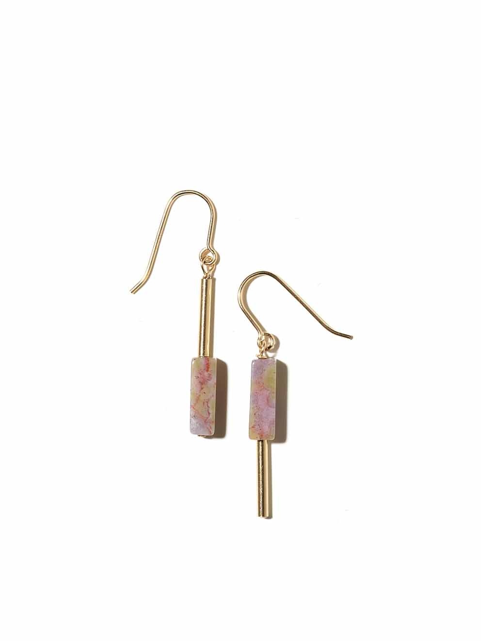 NOUVEL ÉTÉ AINO Ohrhänger 14-karat gold filled - indischer Achat, rosa/gelb