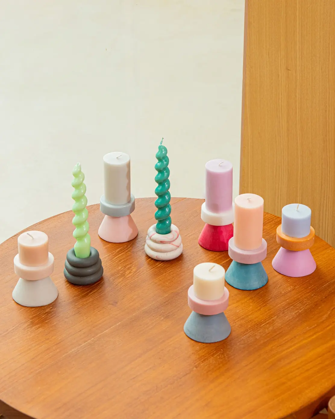 YOD&CO Kerze  geometrische Formen - Rosa Orange Hellblau