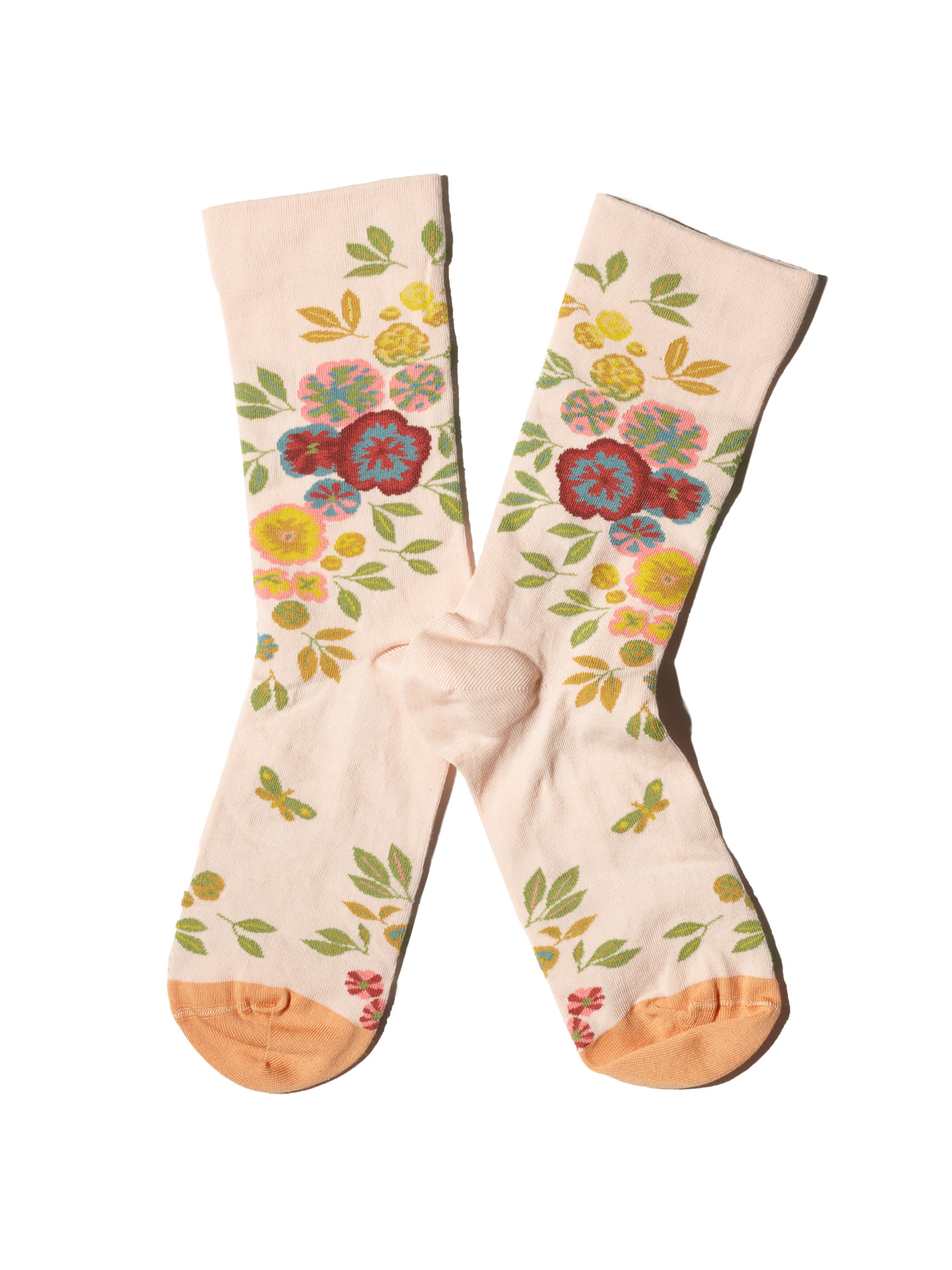 BONNE MAISON Socken aus ägyptischer Baumwolle rosa mit Blumen