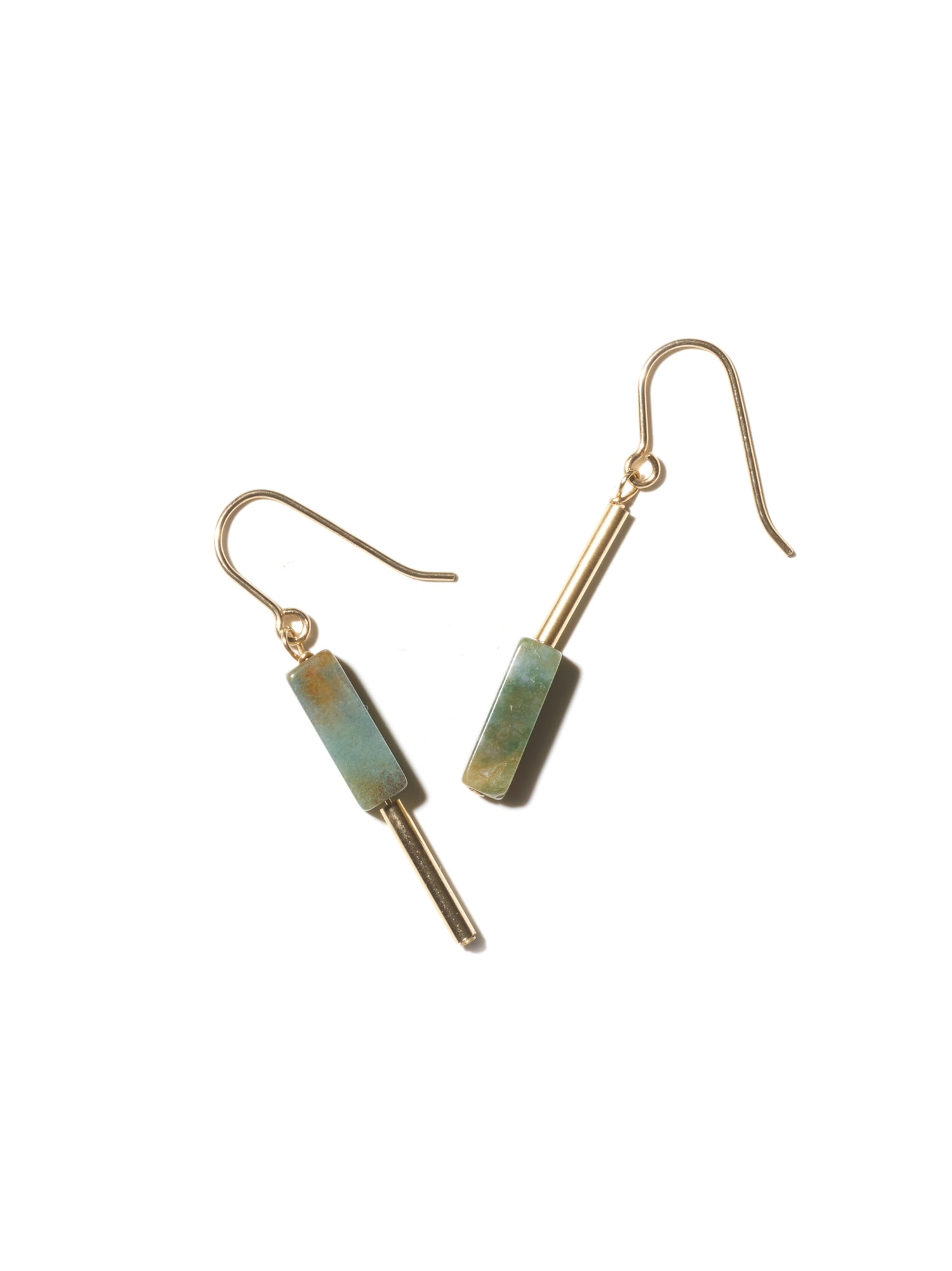 NOUVEL ÉTÉ AINO Ohrhänger 14-karat gold filled - indischer Achat, grün/orange/gelb