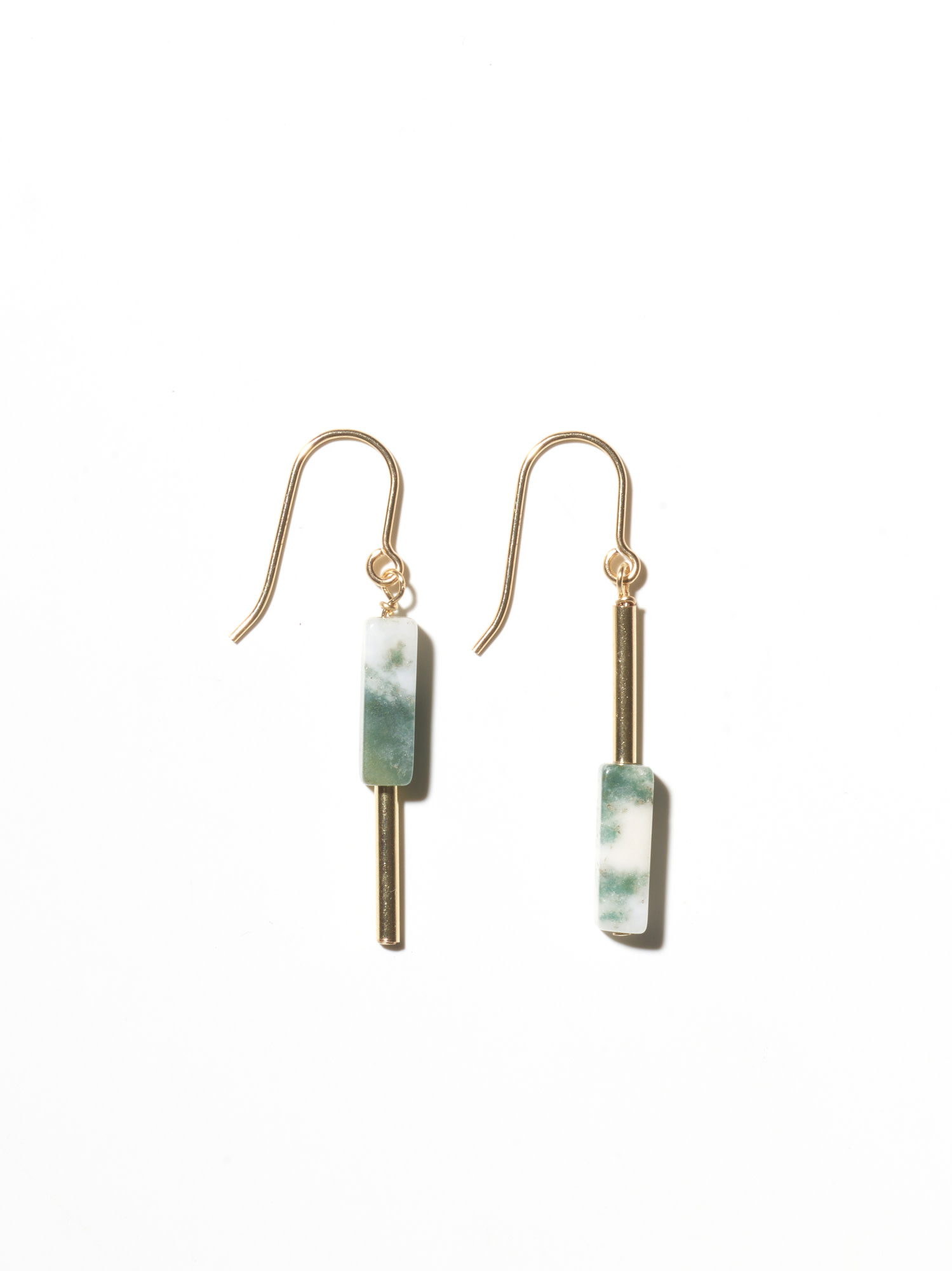 NOUVEL ÉTÉ AINO Ohrhänger 14-karat gold filled - Moosachat weiss/grün