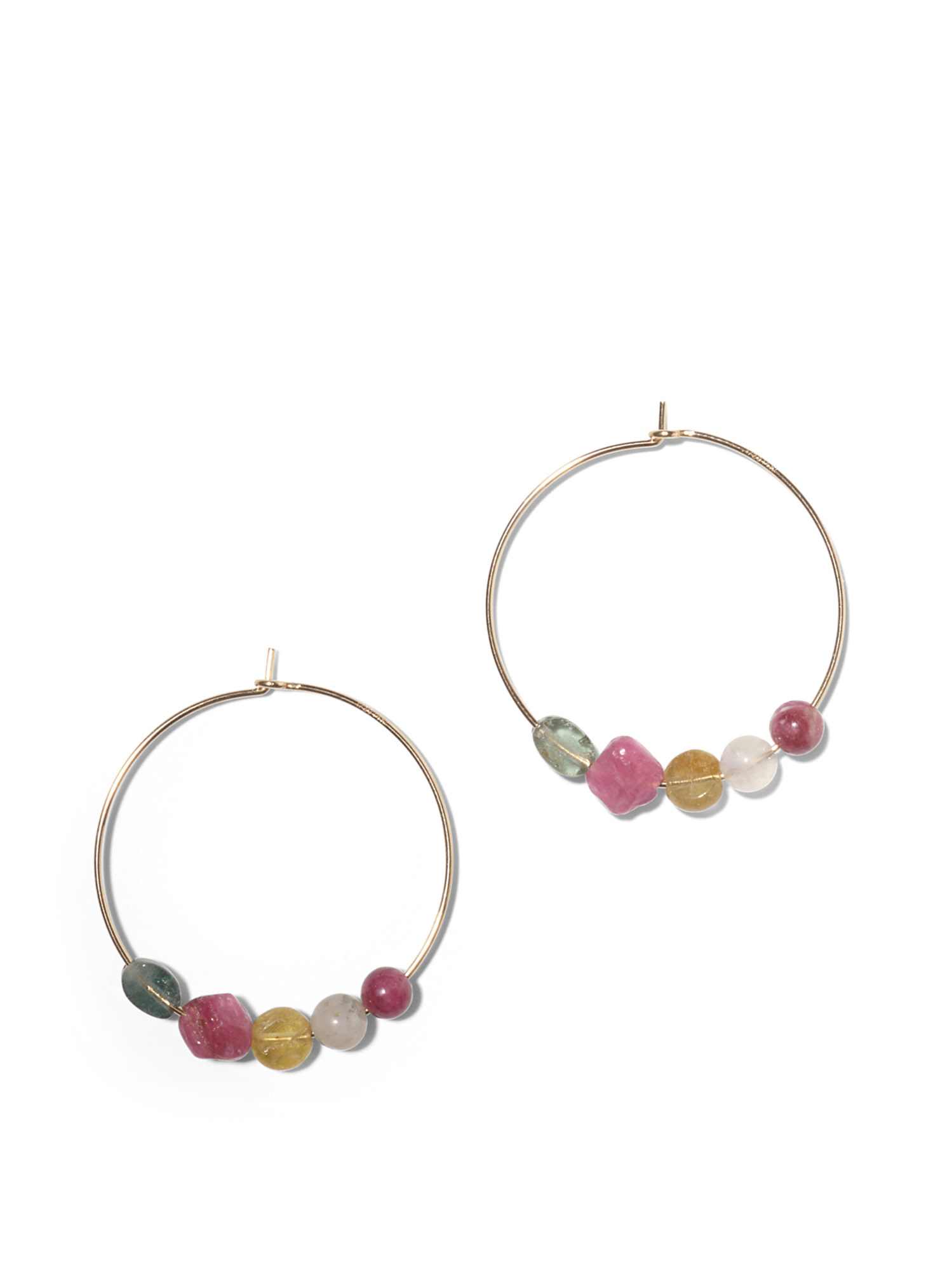 NOUVEL ÉTÉ LISELOTTE, Kreolen gross, 14-karat gold filled, diverse Turmaline