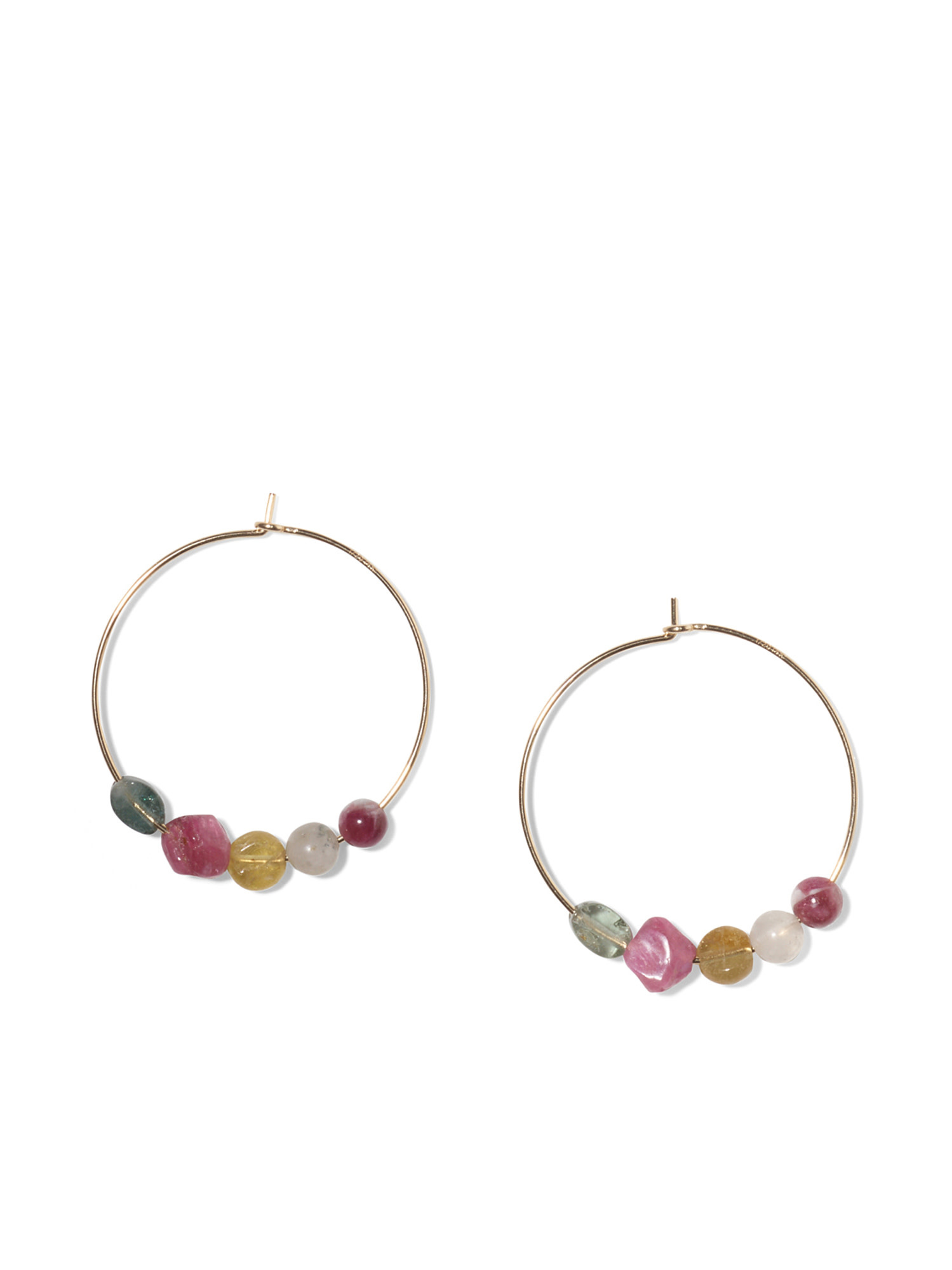 NOUVEL ÉTÉ LISELOTTE, Kreolen gross, 14-karat gold filled, diverse Turmaline