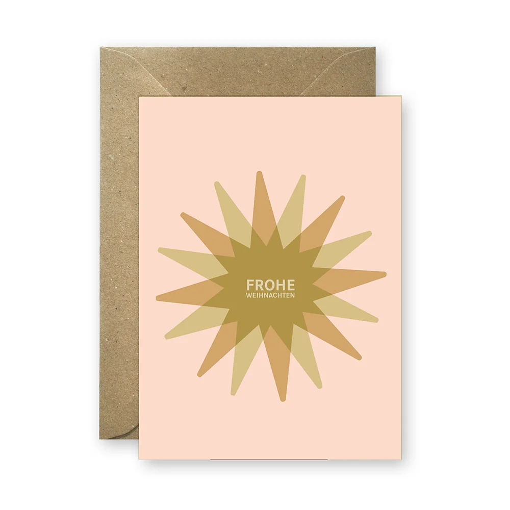 LINIENWERK Postkarte Frohe Weihnachten Pink Stern Gross