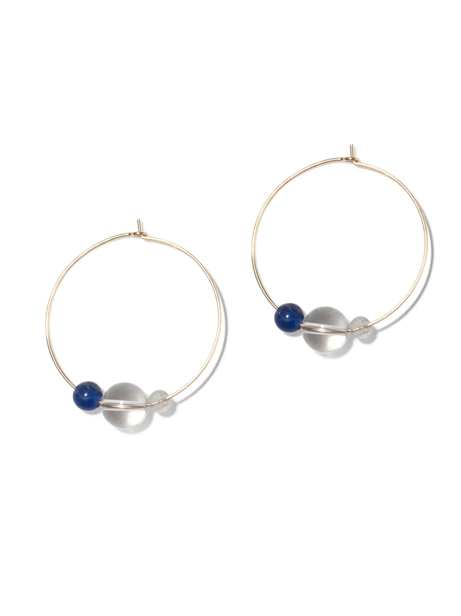 NOUVEL ÉTÉ LILLY, Kreolen gross, 14-karat gold filled, Labaradorit, Bergkristall, Lapis Lazuli