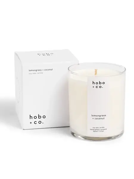 HOBO + CO grosse Kerze im Glas aus Sojawachs, Zitronengrass und Kokosnuss