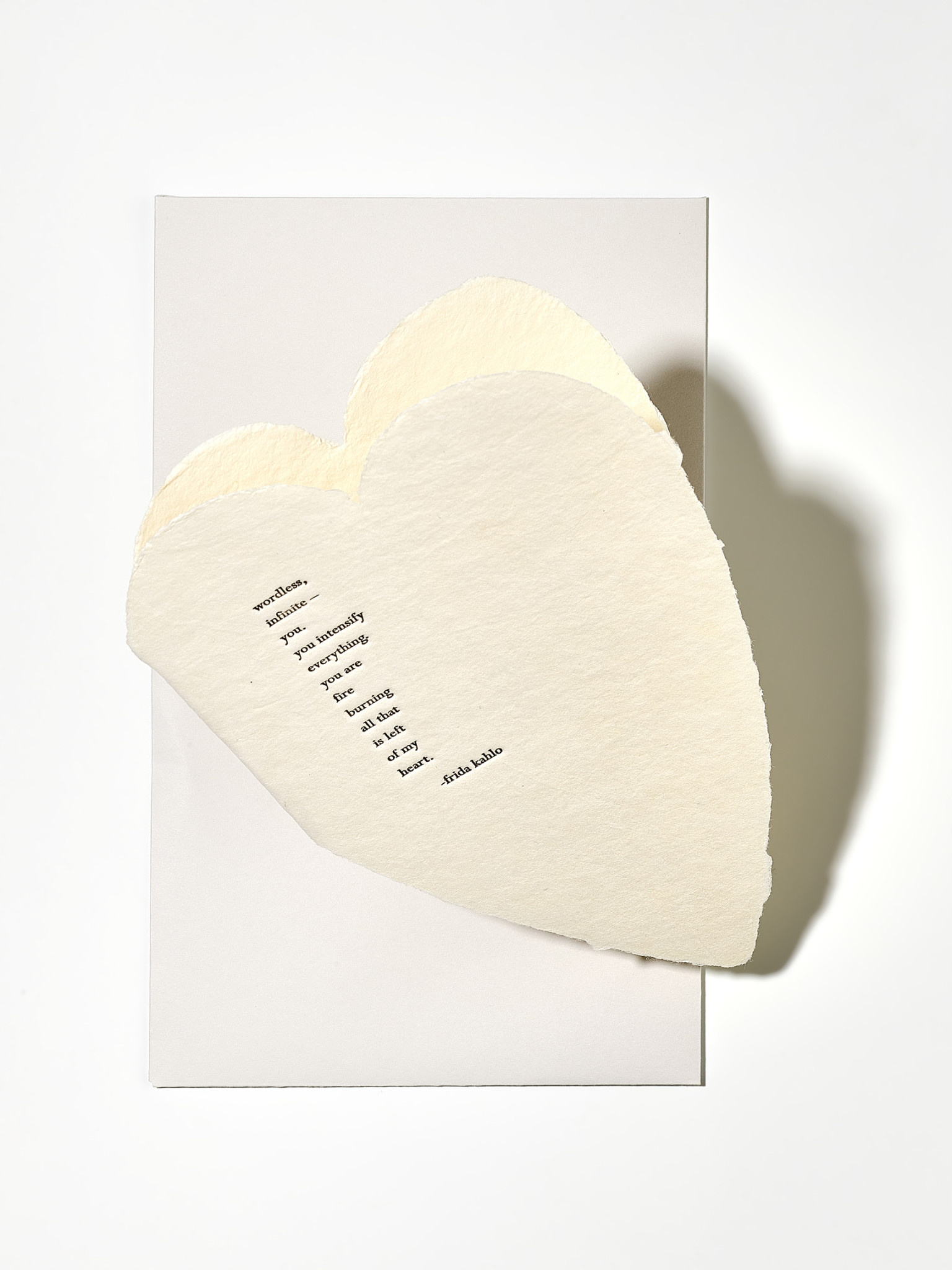 Handgeschöpfte Karte Herz mit Zitat von Frida Kahlo