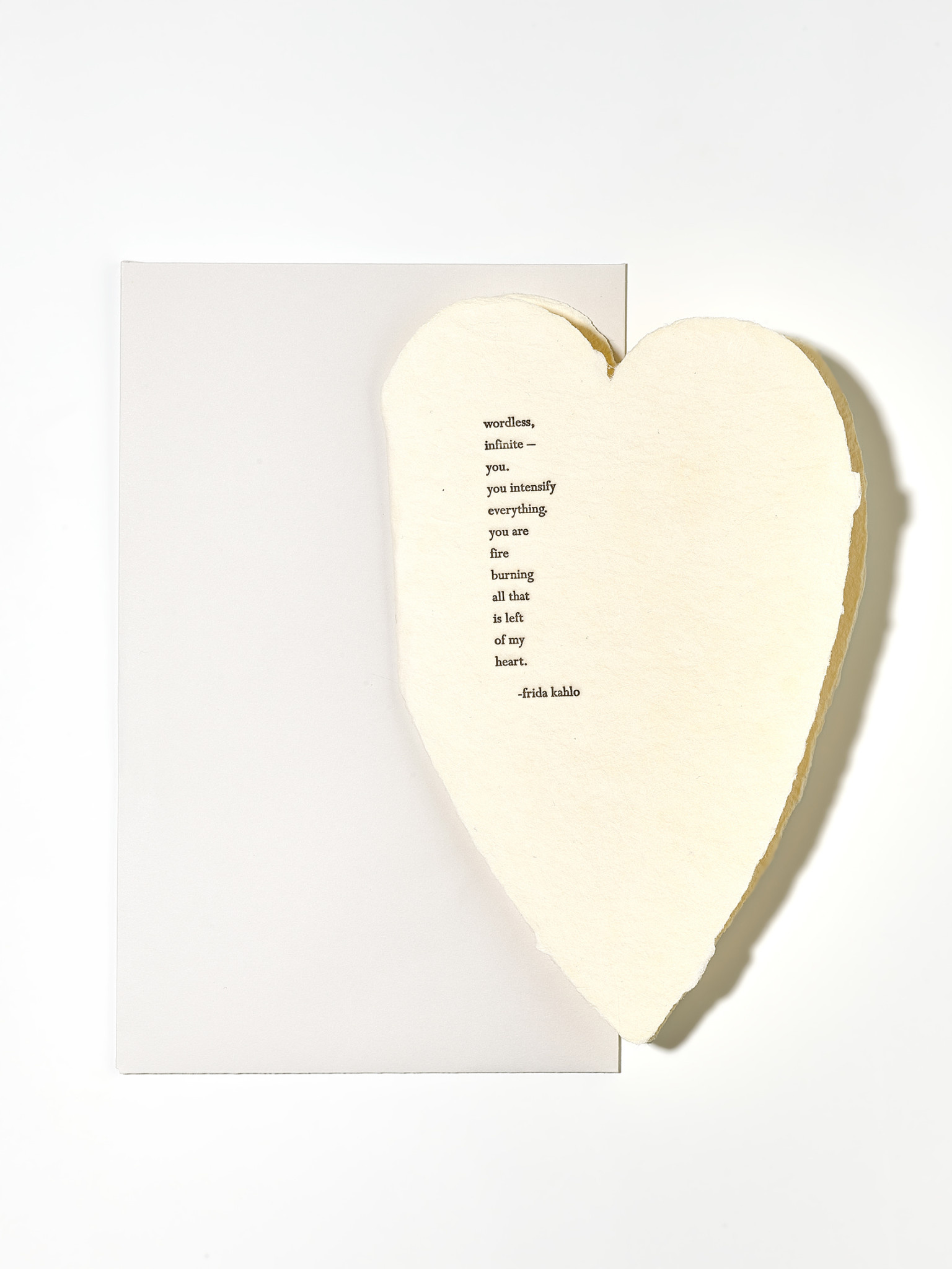 Handgeschöpfte Karte Herz mit Zitat von Frida Kahlo