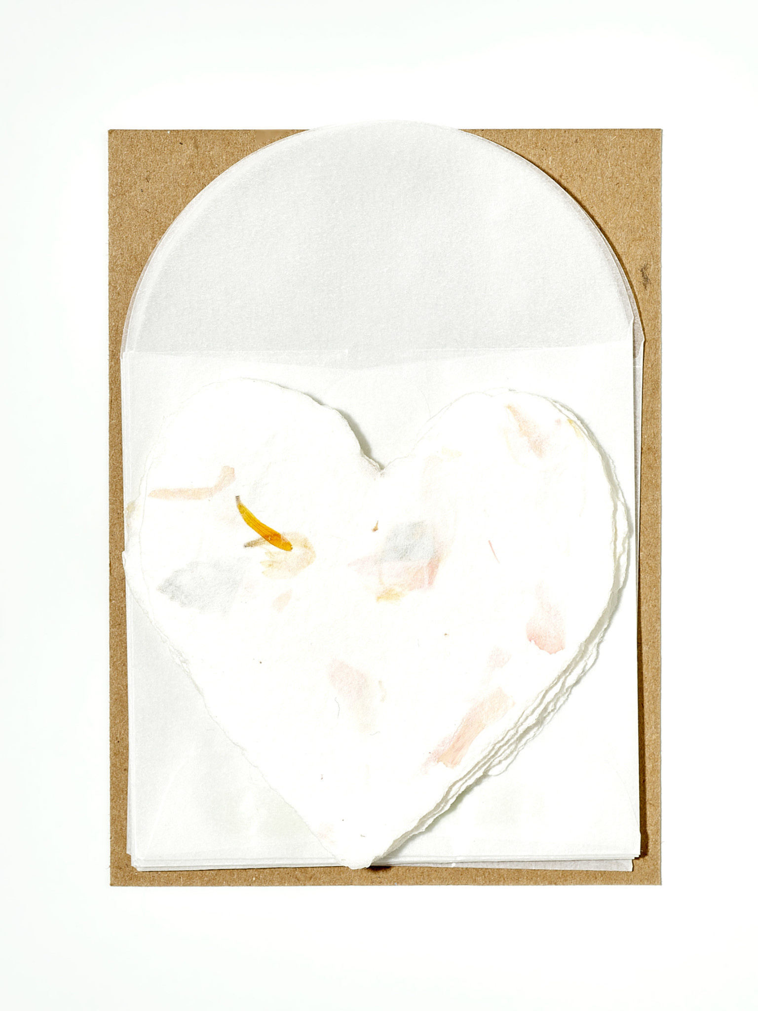 Kleine Handgeschöpfte Herzen mit Couvert 6 Stück