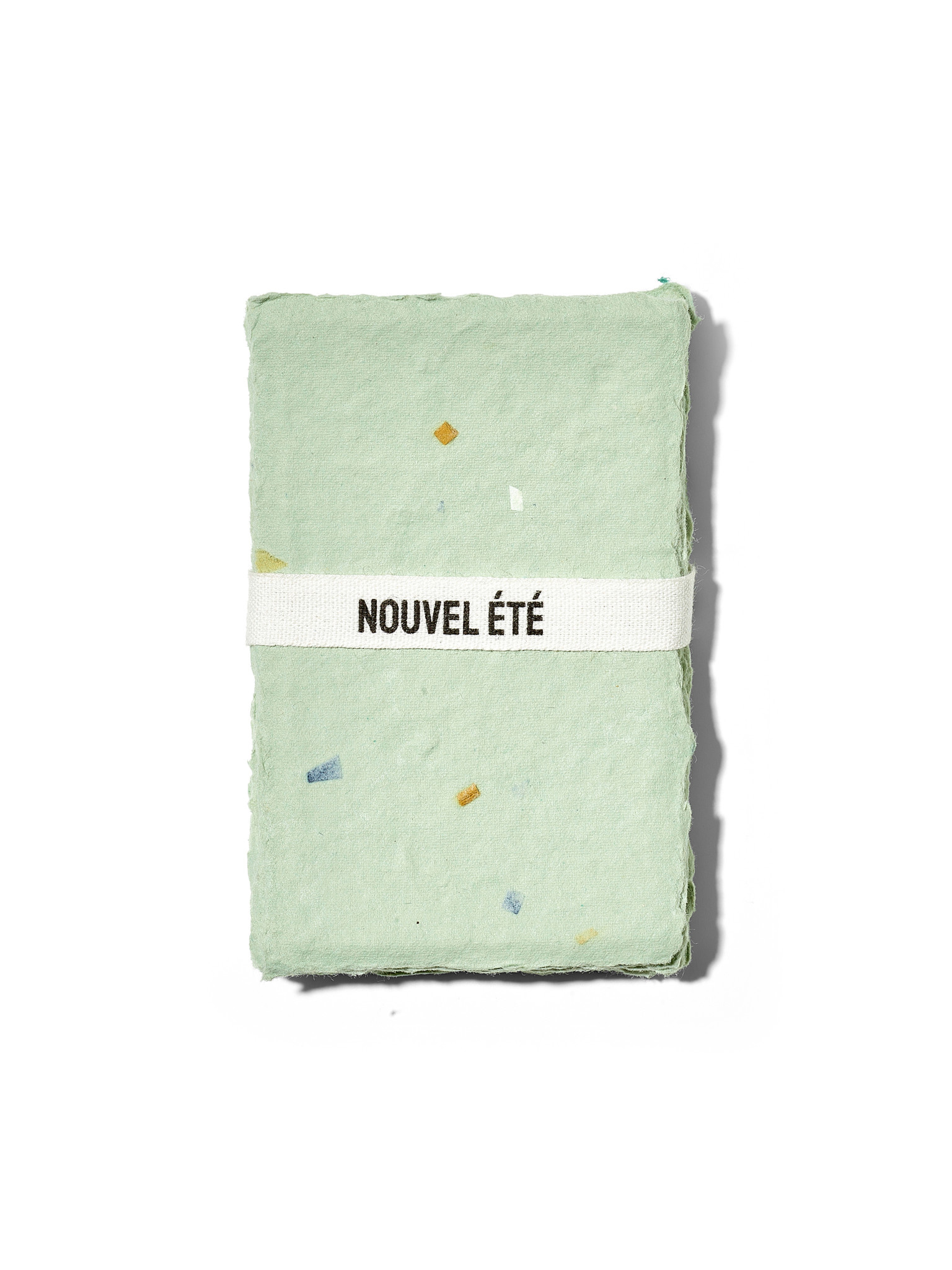 NOUVEL ÉTÉ 5 handgeschöpfte Baumwollpapiere inkl. Couverts, zwei Formate, JADE-TERRAZZO