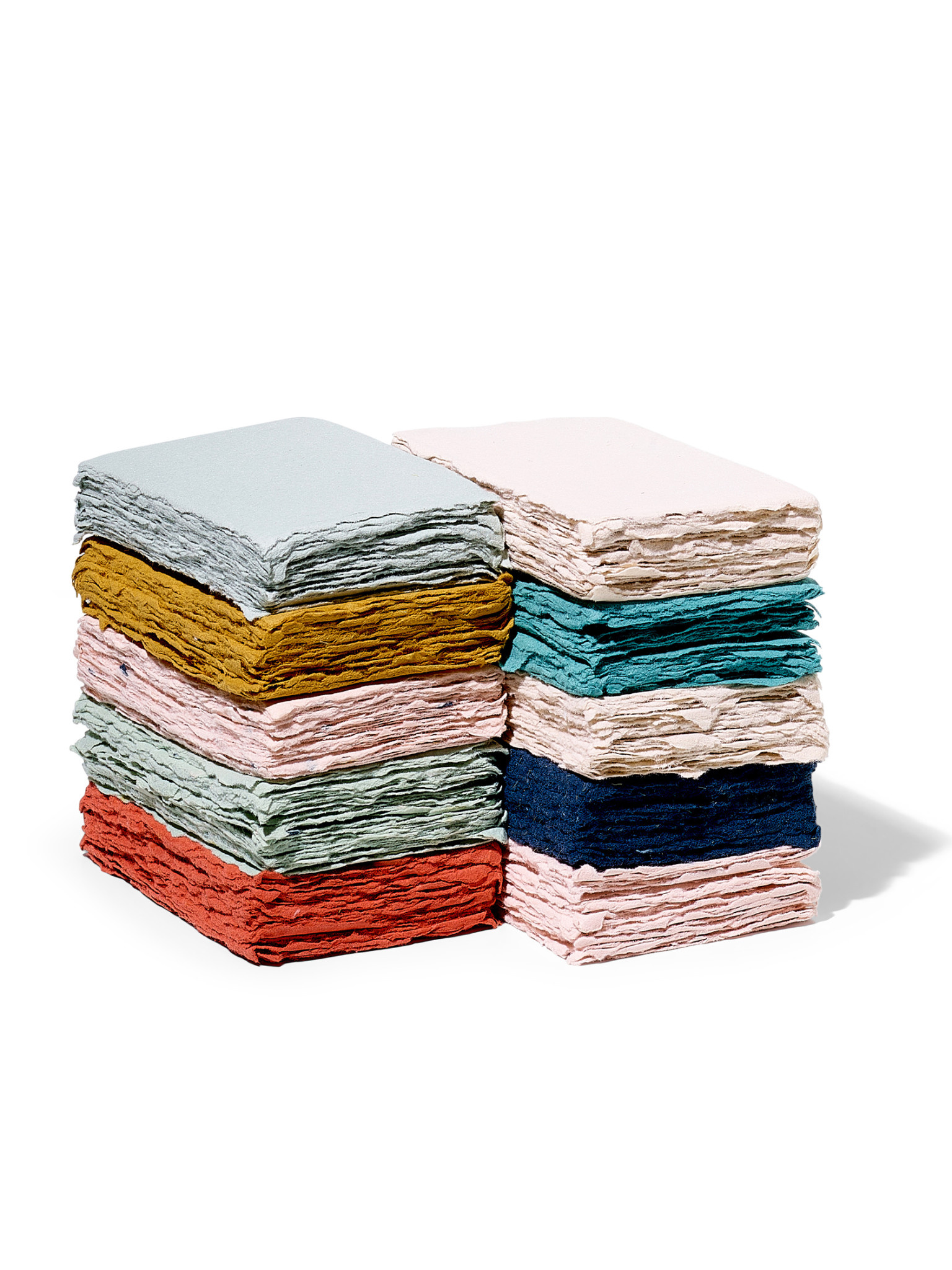 NOUVEL ÉTÉ 5 handgeschöpfte Baumwollpapiere ink. Couverts, zwei Formate, TERRACOTTA