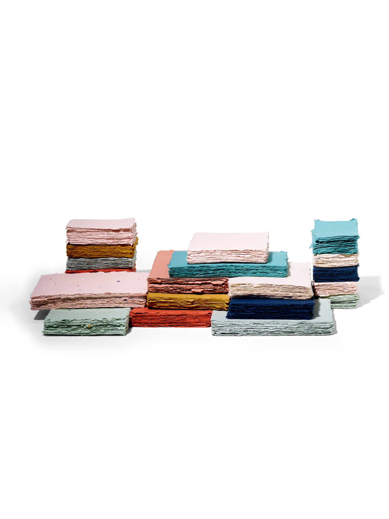 NOUVEL ÉTÉ 5 handgeschöpfte Baumwollpapiere ink. Couverts, zwei Formate, TERRACOTTA