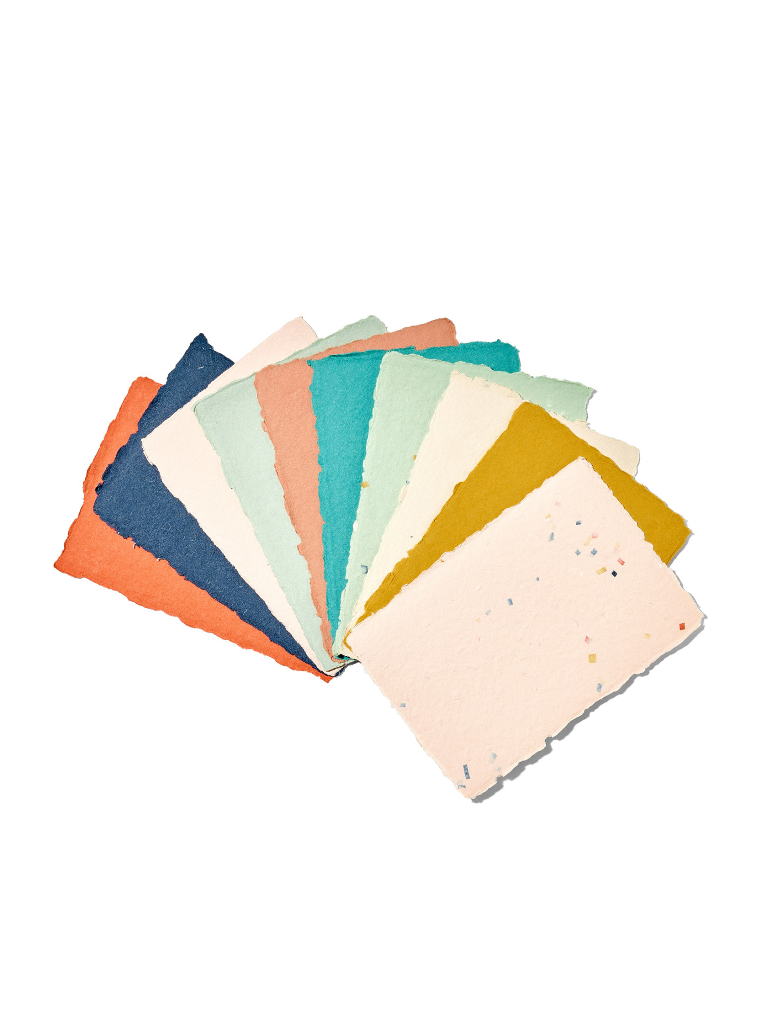 NOUVEL ÉTÉ 5 handgeschöpfte Baumwollpapiere inkl. Couverts, zwei Formate, HELLROSA-TERRAZZO