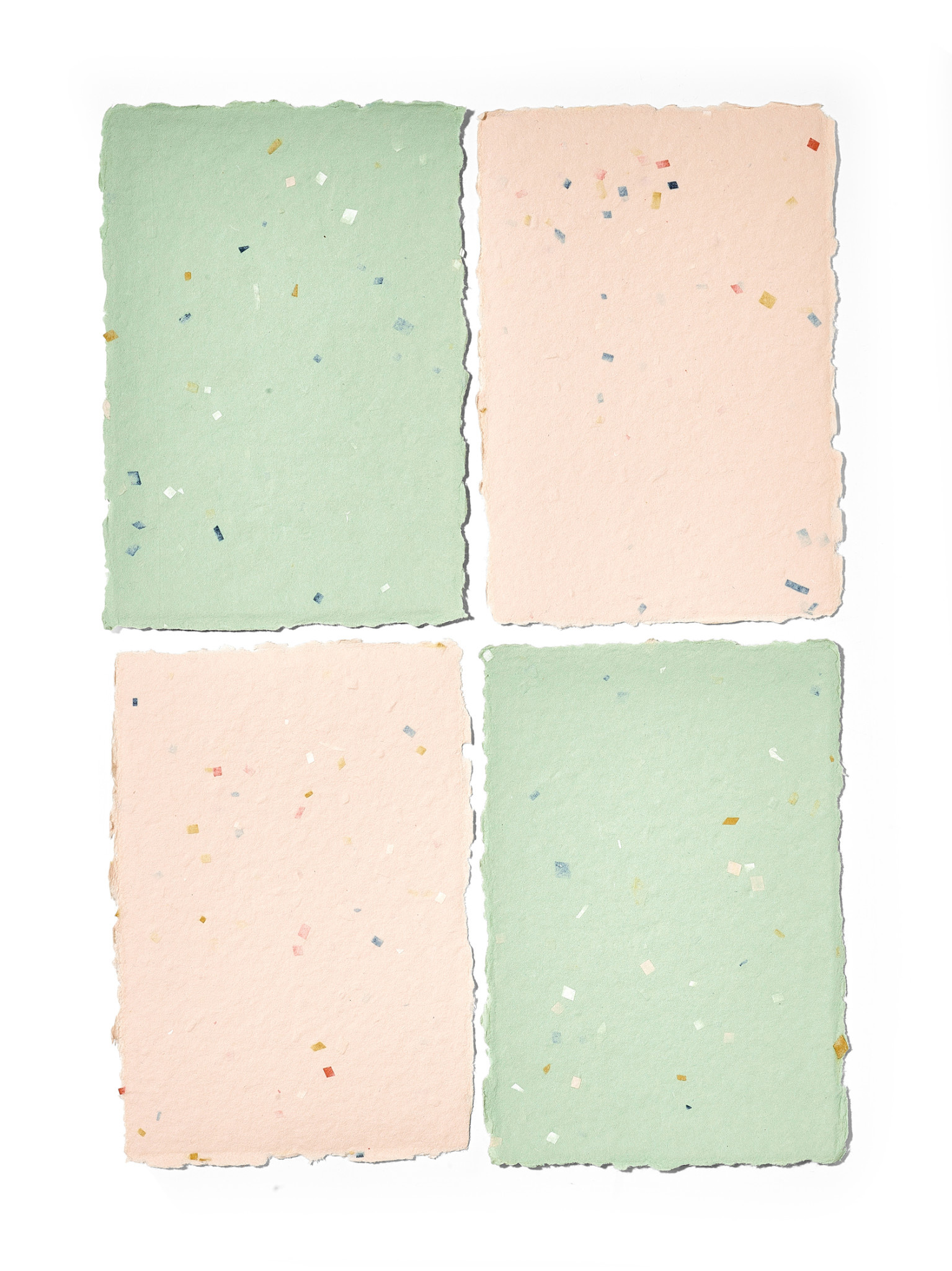 NOUVEL ÉTÉ 5 handgeschöpfte Baumwollpapiere inkl. Couverts, zwei Formate, HELLROSA-TERRAZZO