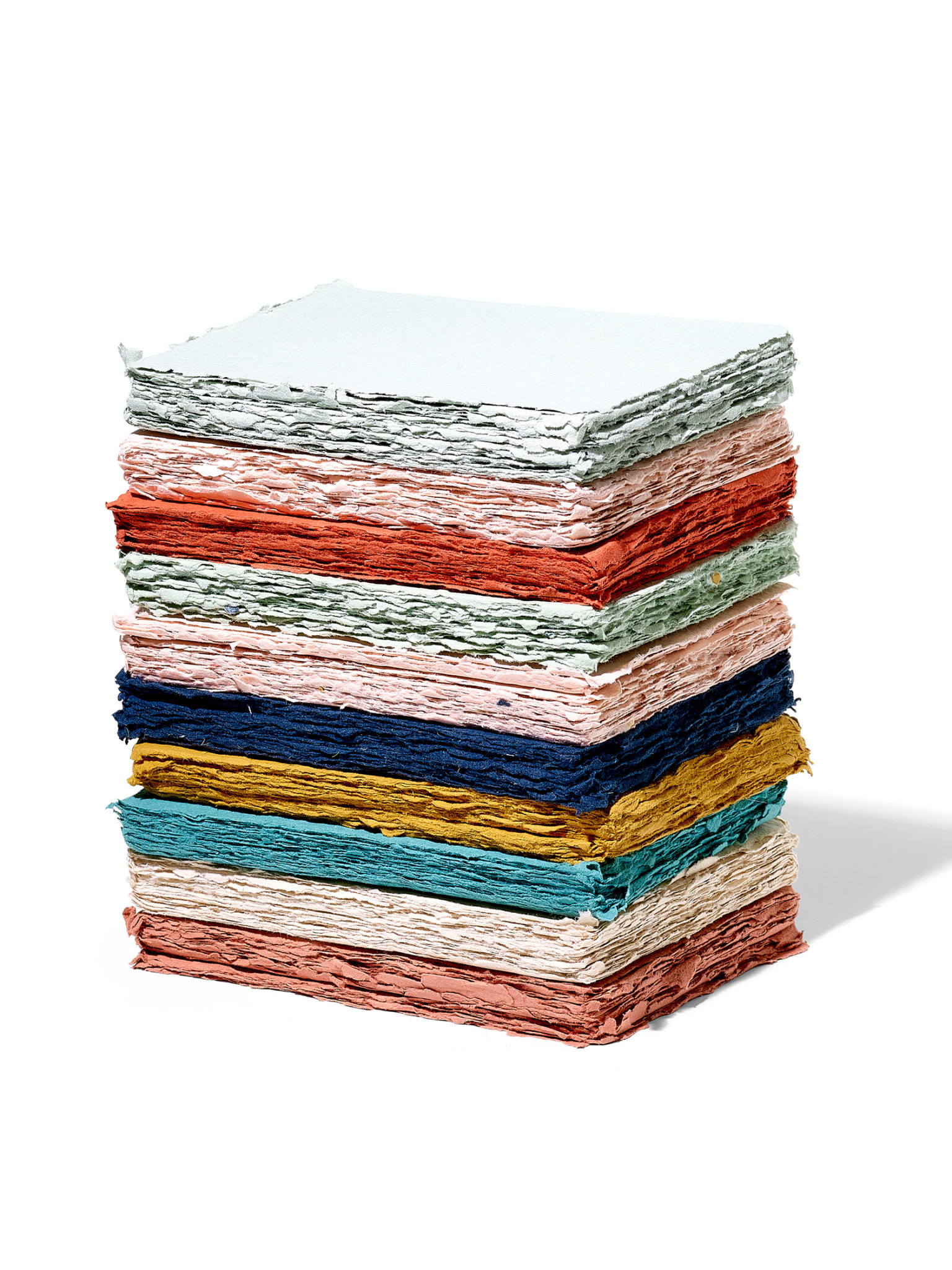 NOUVEL ÉTÉ 5 handgeschöpfte Baumwollpapiere inkl. Couverts, zwei Formate, EUCALYPTUS