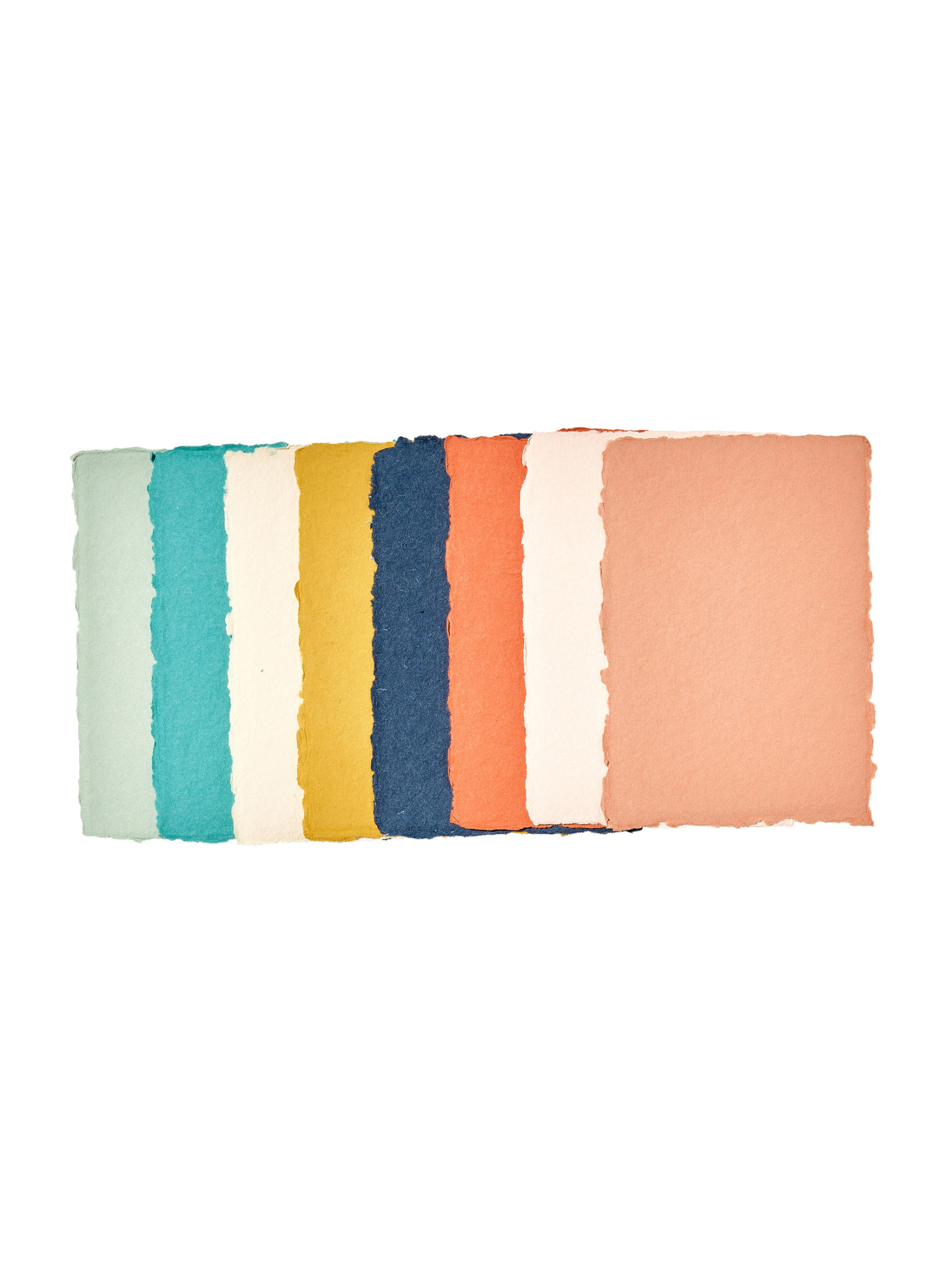 NOUVEL ÉTÉ 5 handgeschöpfte Baumwollpapiere inkl. Couverts, zwei Formate, JADE