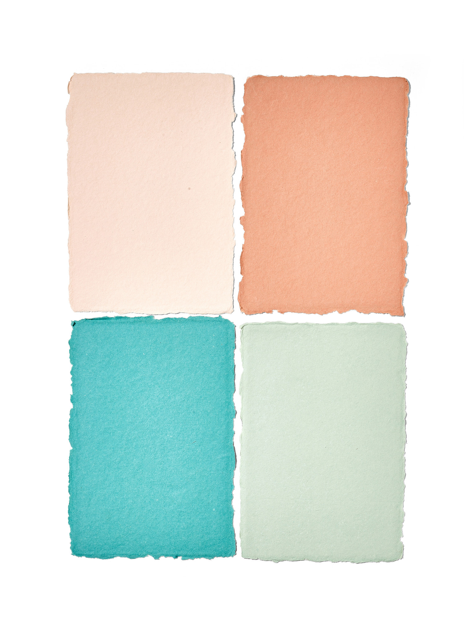 NOUVEL ÉTÉ 5 handgeschöpfte Baumwollpapiere inkl. Couverts, zwei Formate, JADE