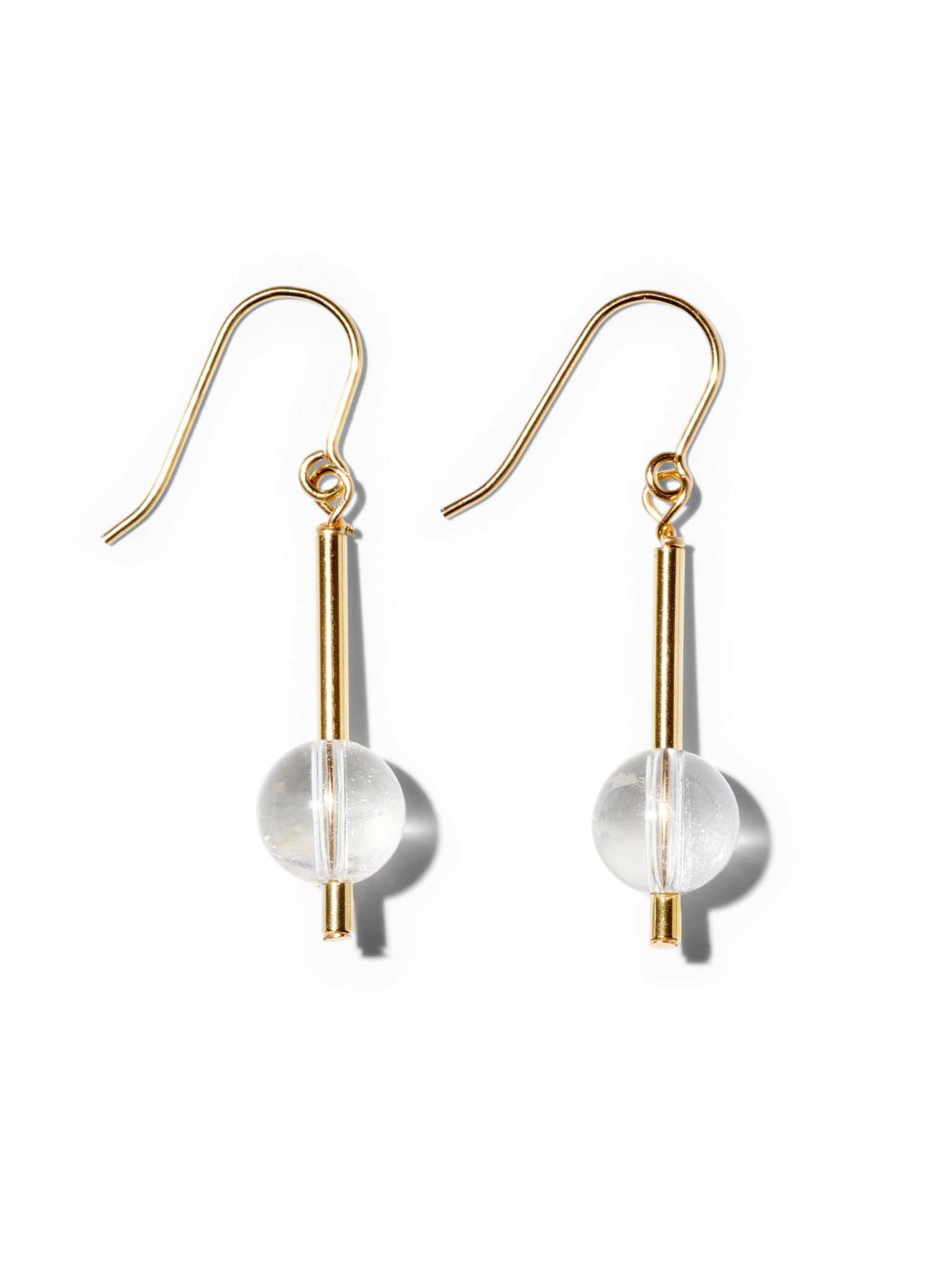 NOUVEL ÉTÉ NANA, Ohrhänger, 14K gold filled, Bergkristall, rund