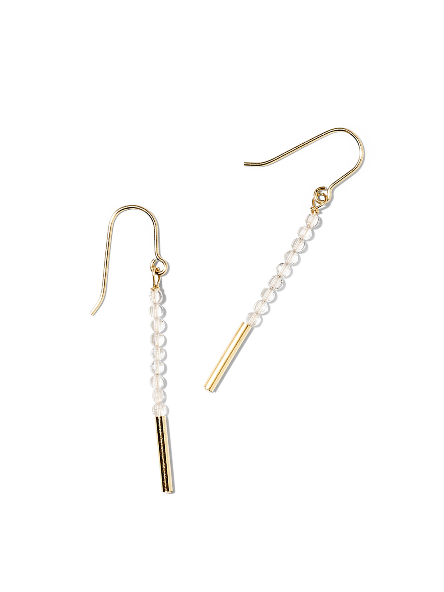 NOUVEL ÉTÉ ANNA-MARIA, Ohrhänger, 14-karat gold filled, facetierter Bergkristall