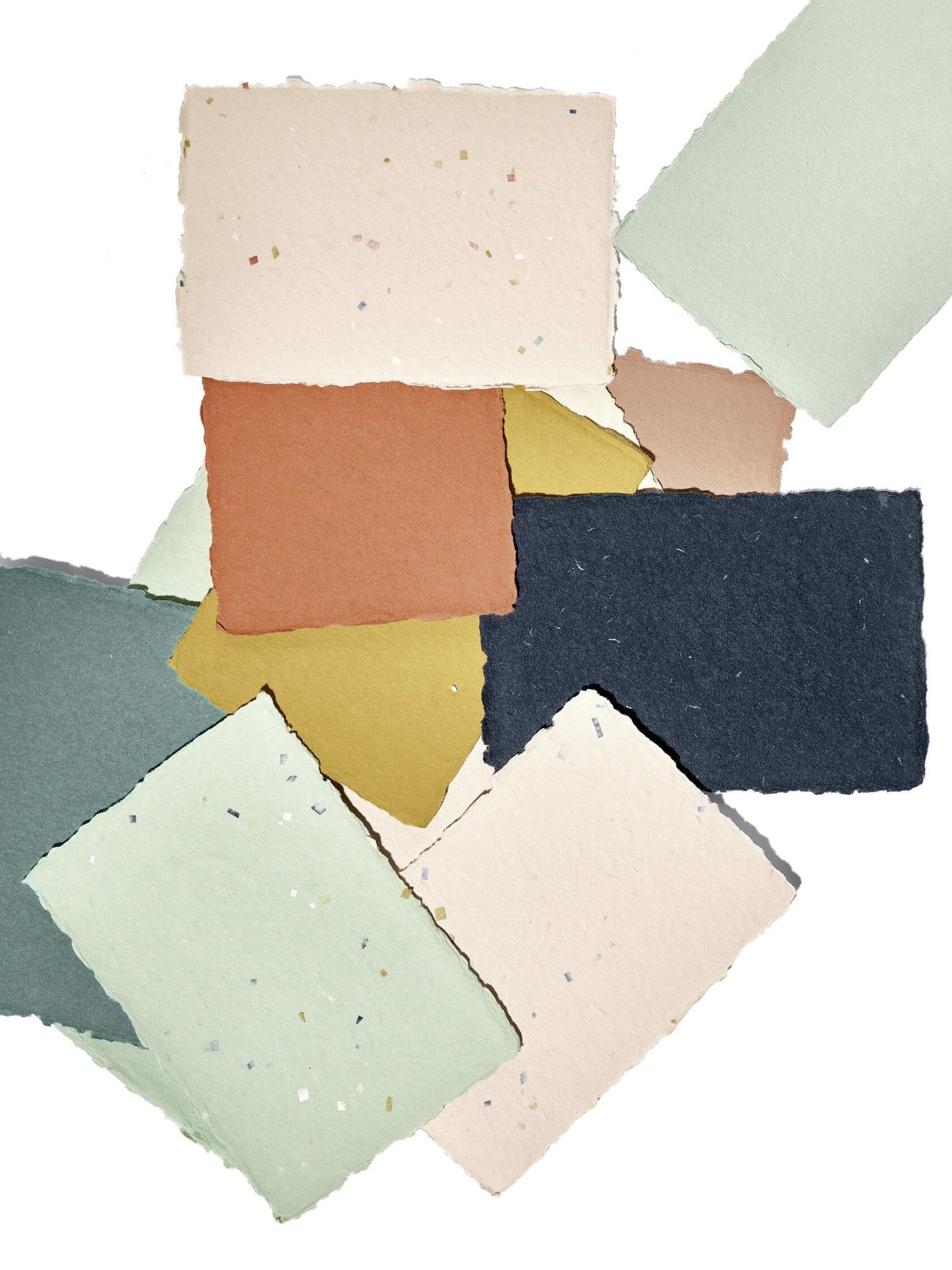 NOUVEL ÉTÉ 5 handgeschöpfte Baumwollpapiere ink. Couverts, zwei Formate, NACHTBLAU