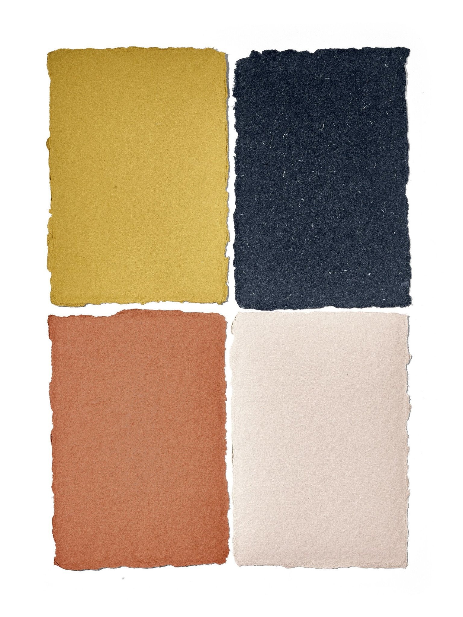 NOUVEL ÉTÉ 5 handgeschöpfte Baumwollpapiere ink. Couverts, zwei Formate, NACHTBLAU