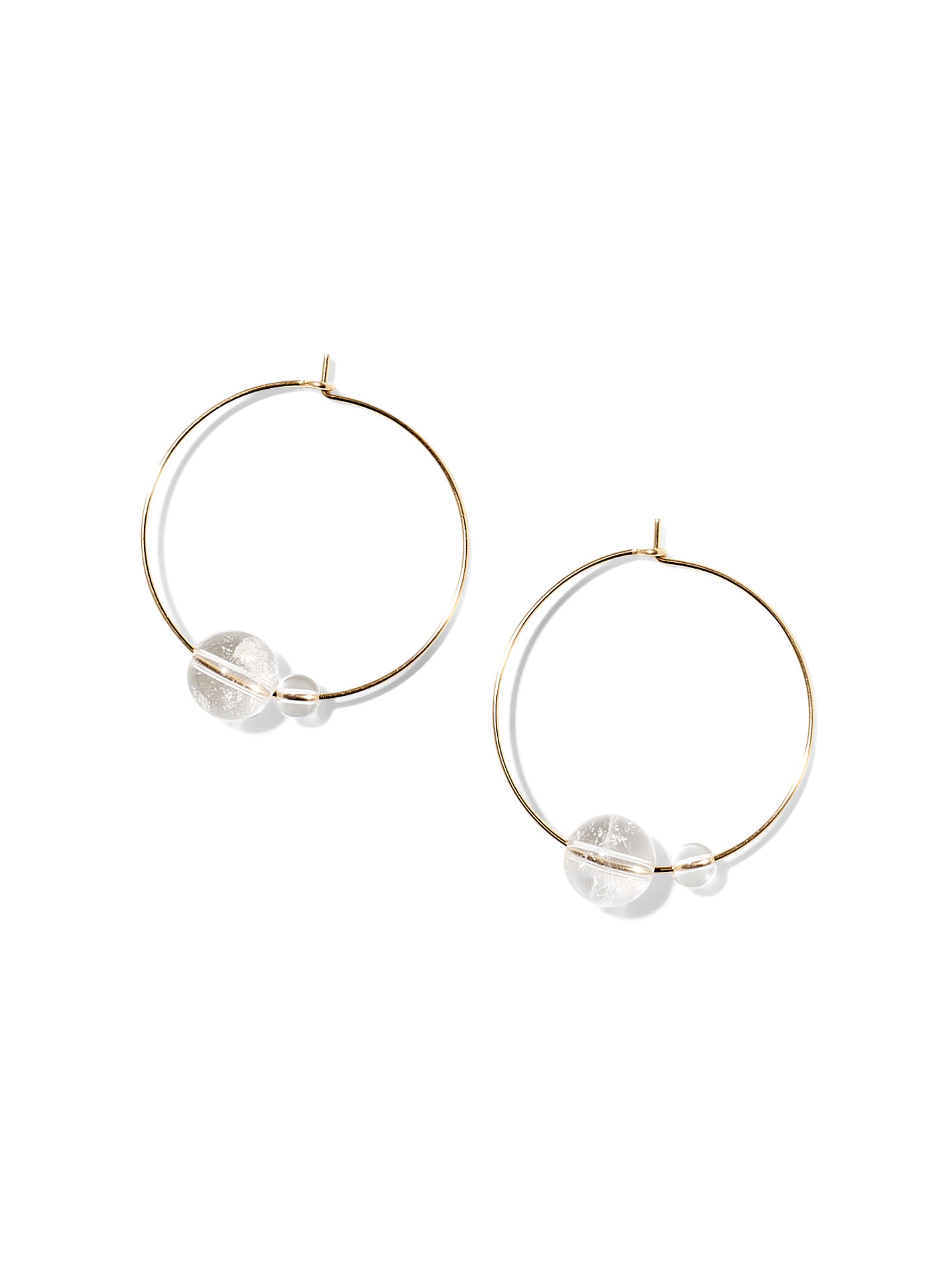 NOUVEL ÉTÉ LALA, Kreolen gross, 14-karat gold filled, Bergkristall