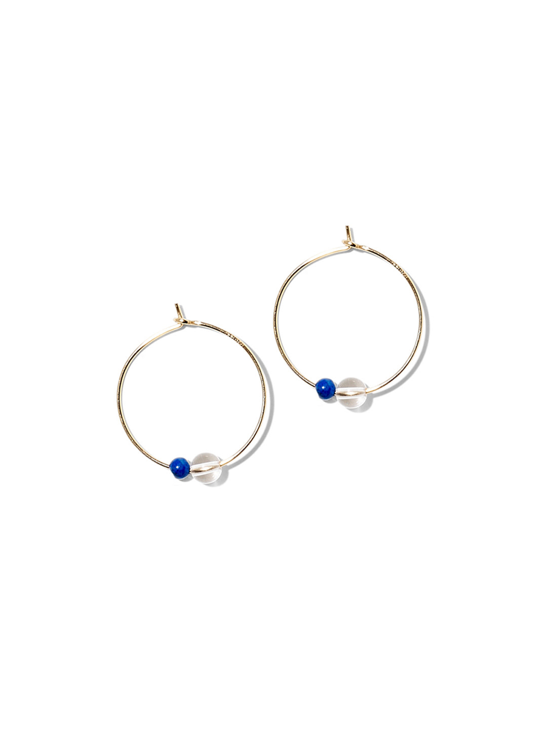 NOUVEL ÉTÉ DANA, Kreolen klein, 14-karat gold filled, Bergkristall, Lapis Lazuli