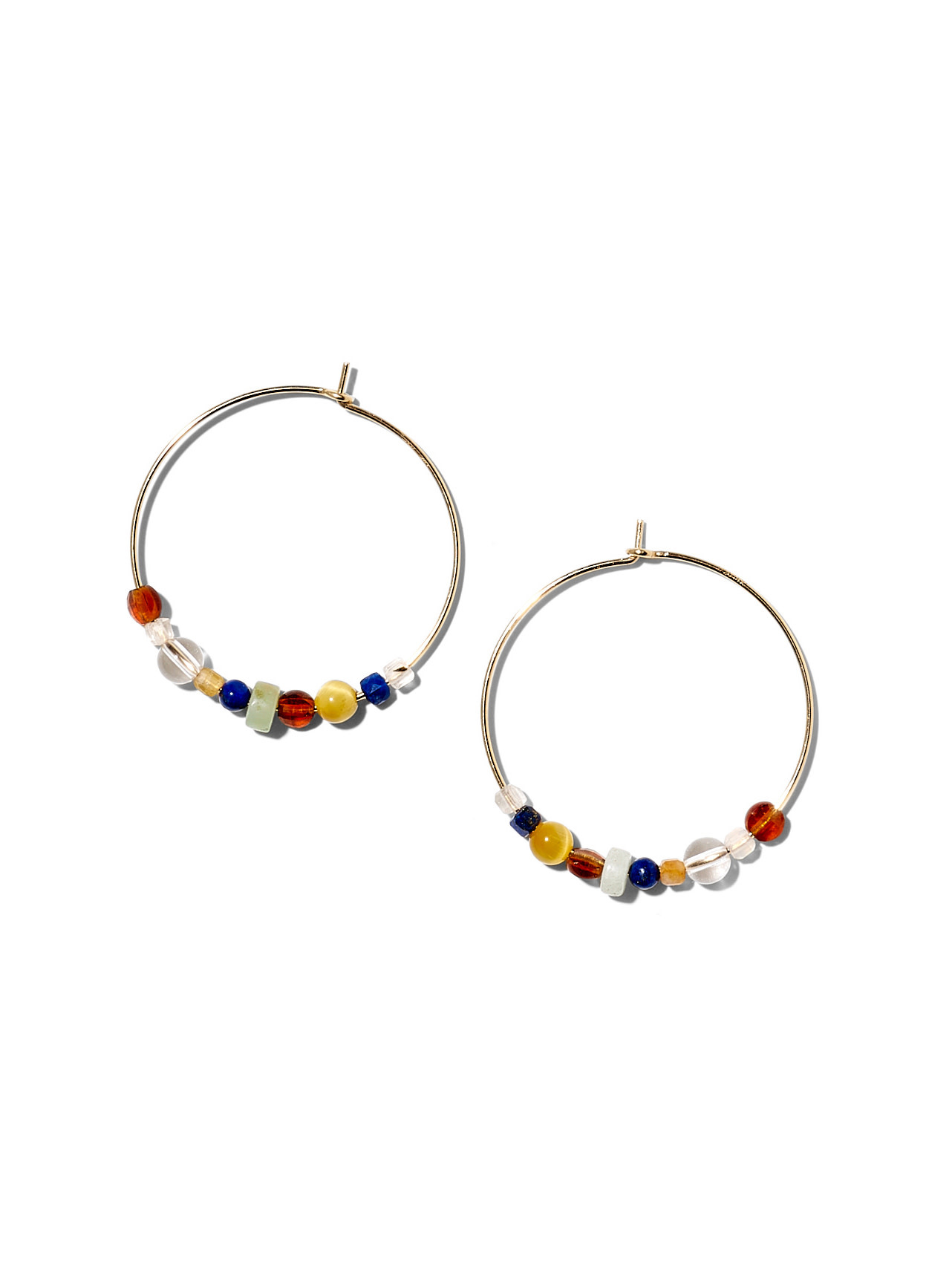 NOUVEL ÉTÉ LOUISE, Kreolen gross, 14-karat gold filled, diverse Edelsteine