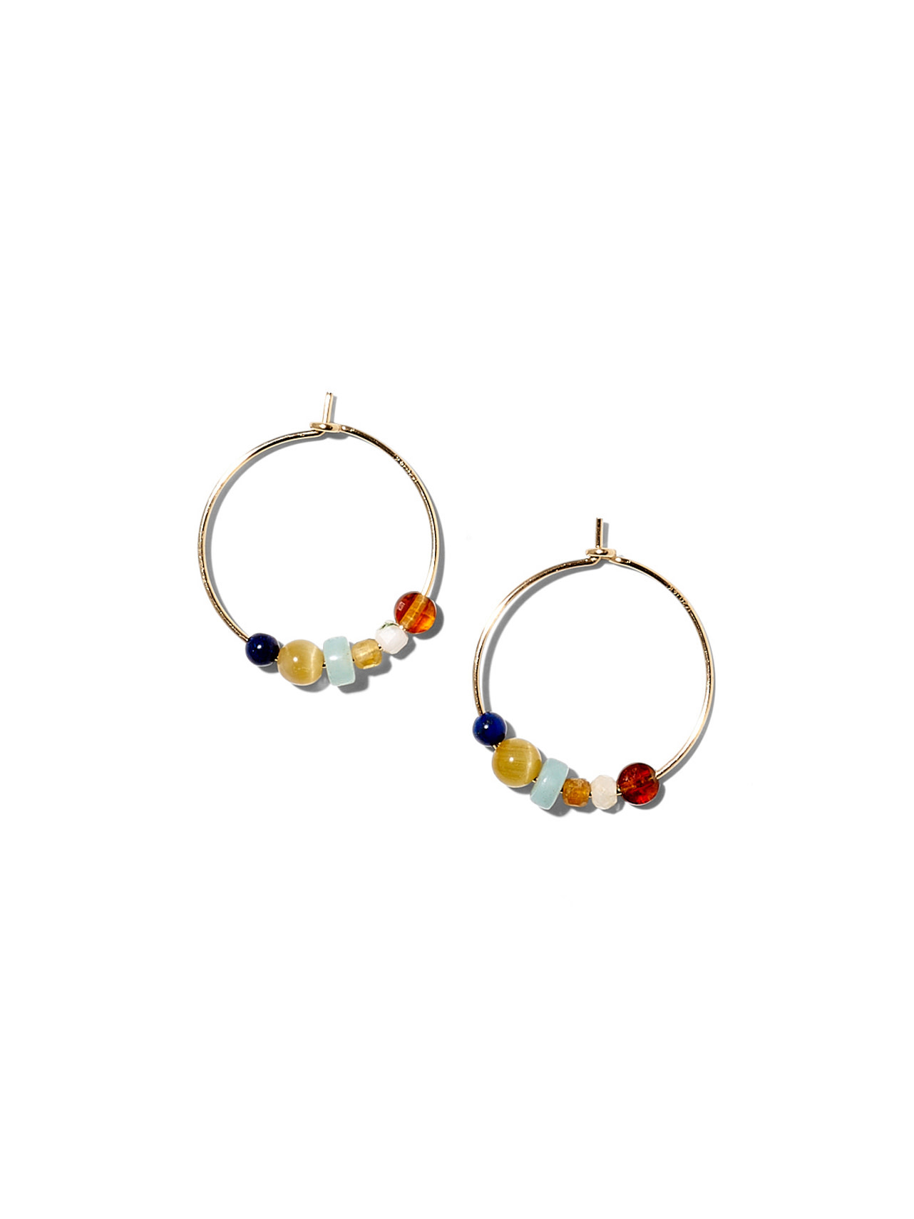 NOUVEL ÉTÉ LOUISE, Kreolen klein, 14-karat gold filled, diverse Edelsteine