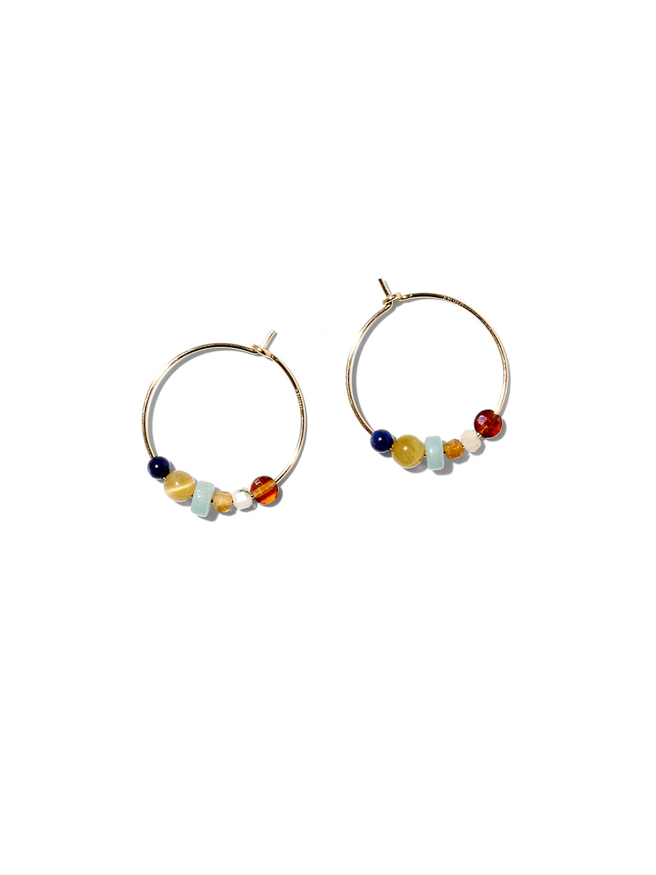 NOUVEL ÉTÉ LOUISE, Kreolen klein, 14-karat gold filled, diverse Edelsteine