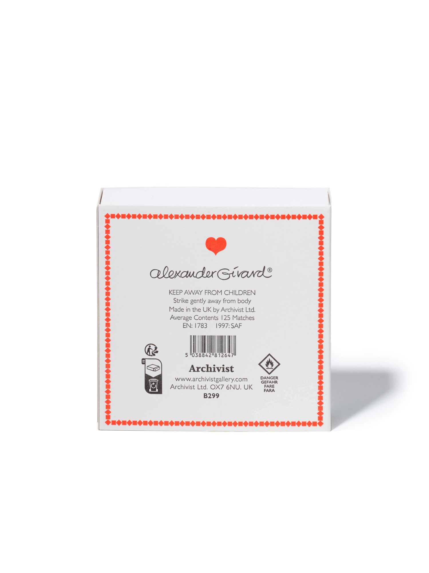 ARCHIVIST GALLERY Love Alexandre Girard Luxury Matches – Streichholzschachtel