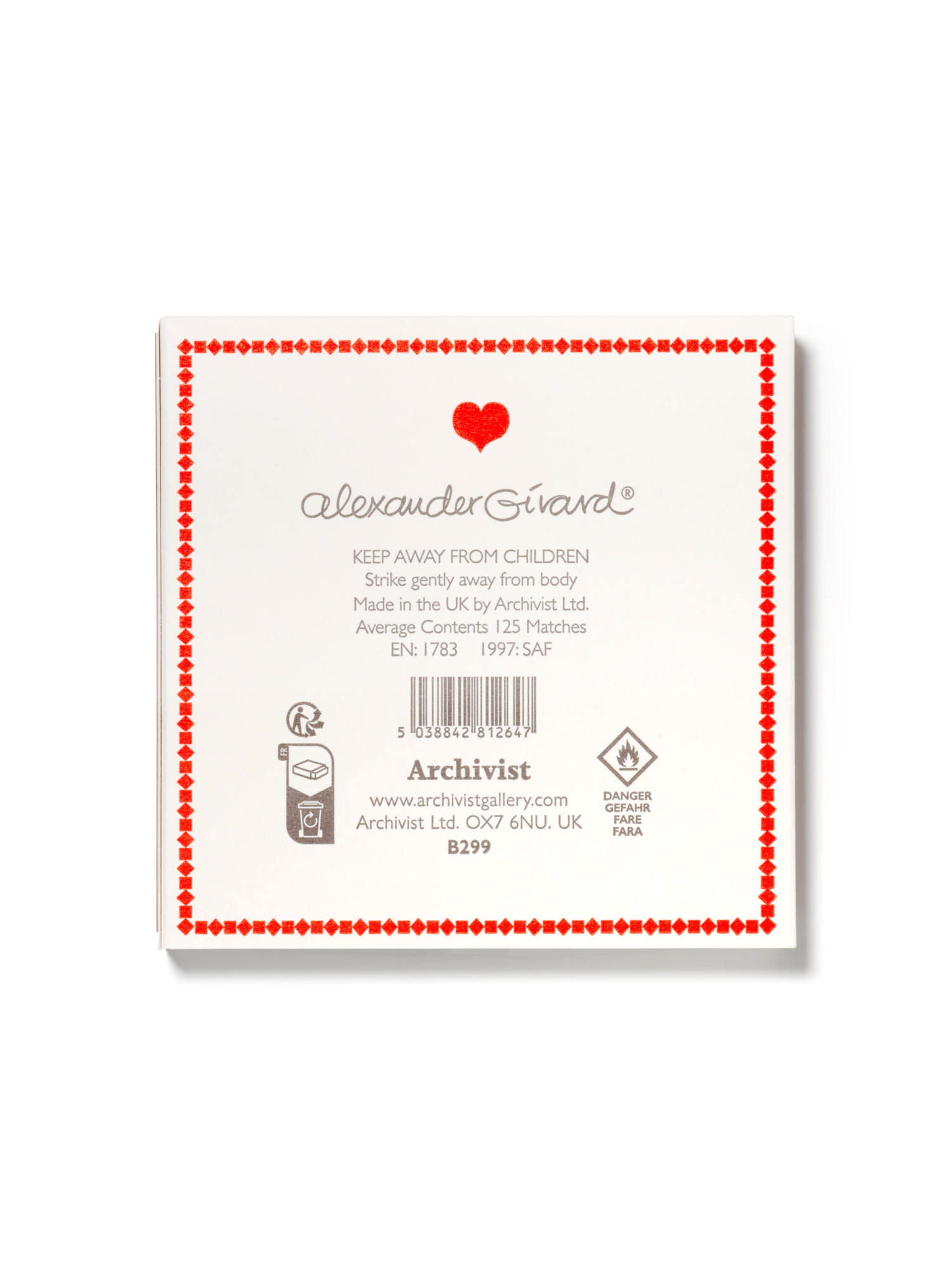 ARCHIVIST GALLERY Love Alexandre Girard Luxury Matches – Streichholzschachtel