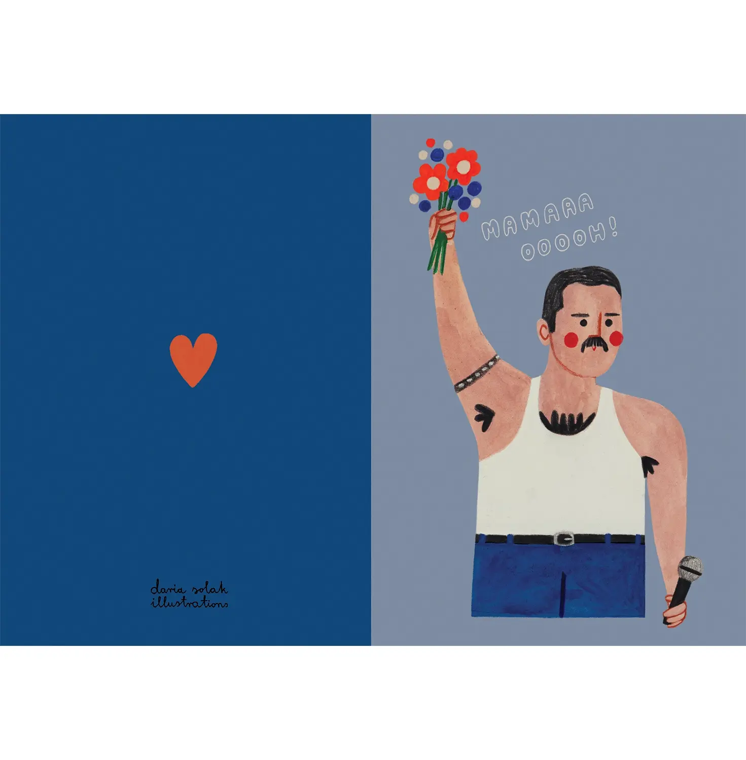 DARIA SOLAK ILLUSTRATIONS Doppelkarte mit Umschlag QUEEN / FREDDIE MERCURY
