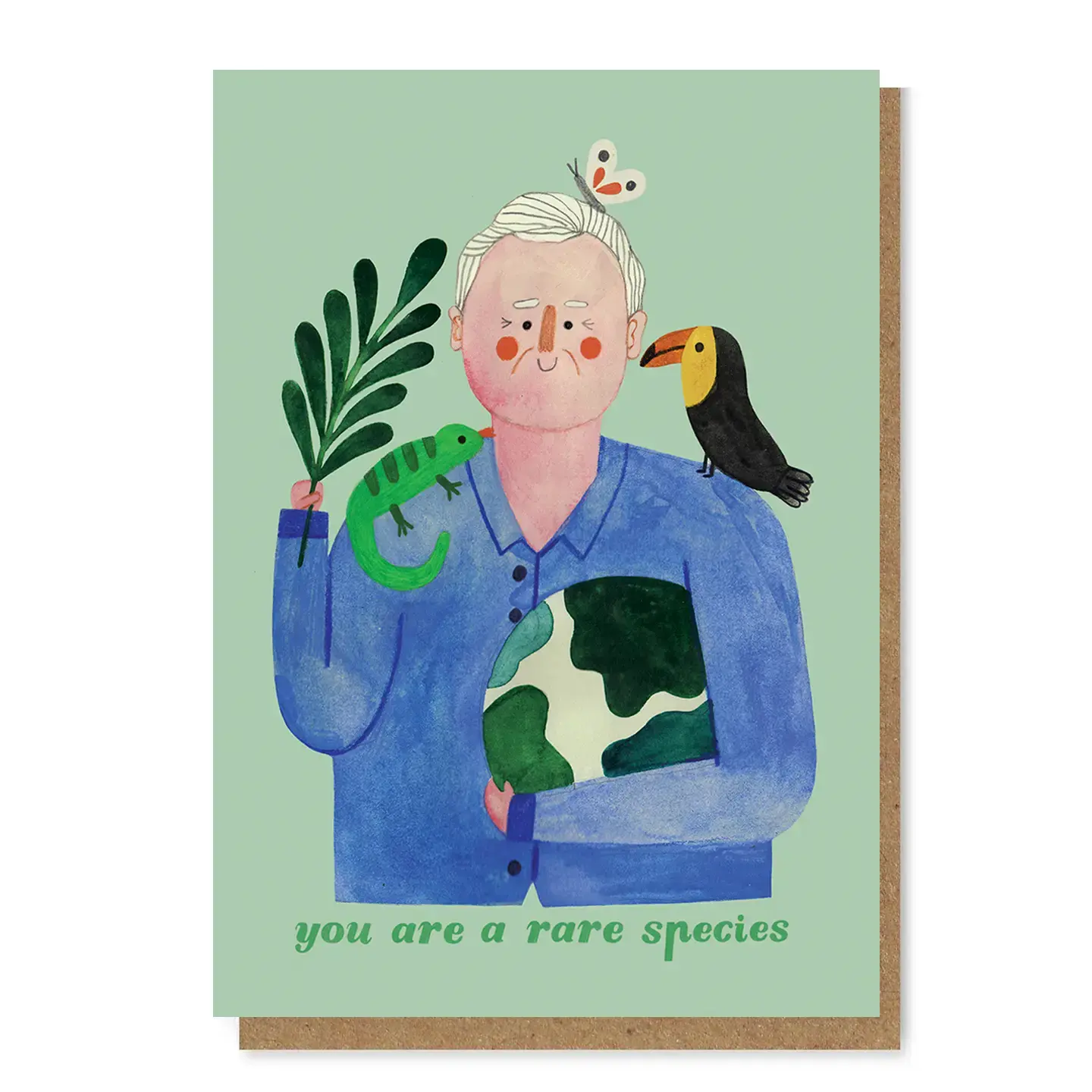 DARIA SOLAK ILLUSTRATIONS Doppelkarte mit Umschlag SIR DAVID ATTENBOROUGH