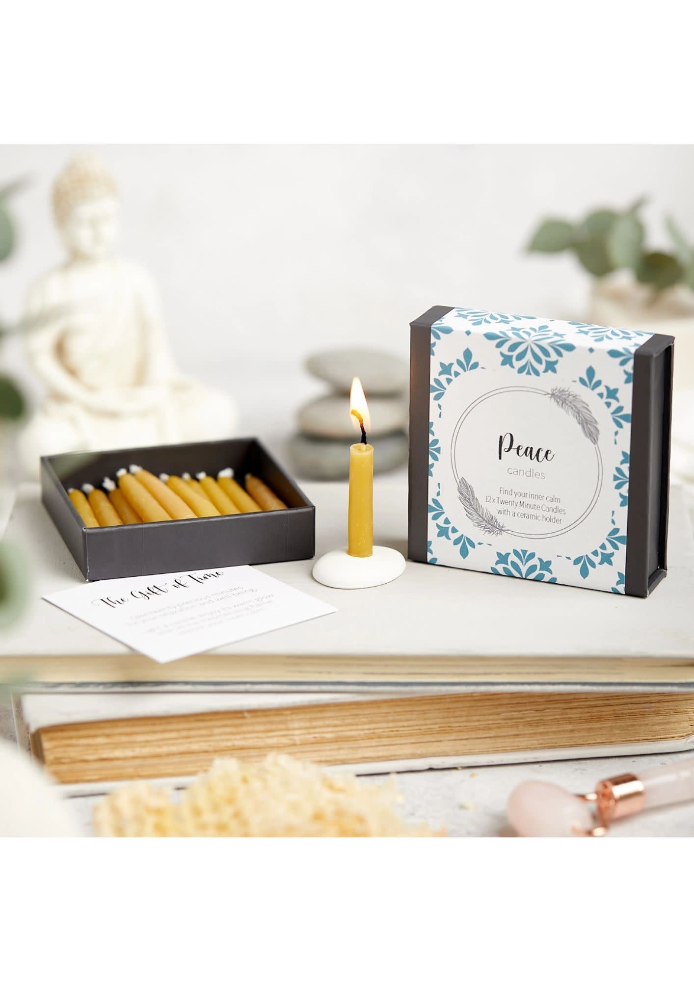 12 Mini Kerzen aus Bienenwachs - Peace