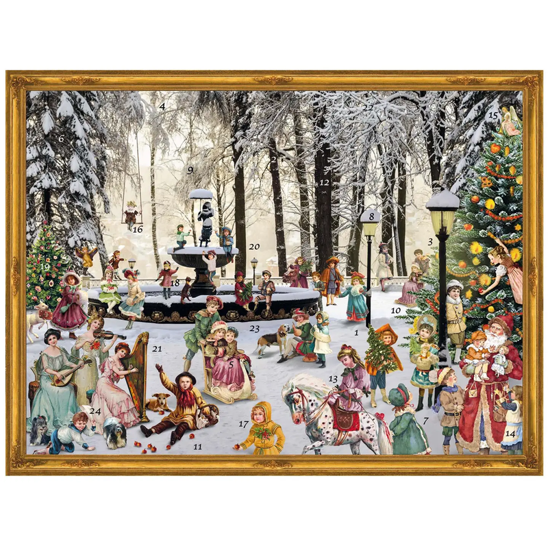 Adventskalender A3 verschneiter Brunnen