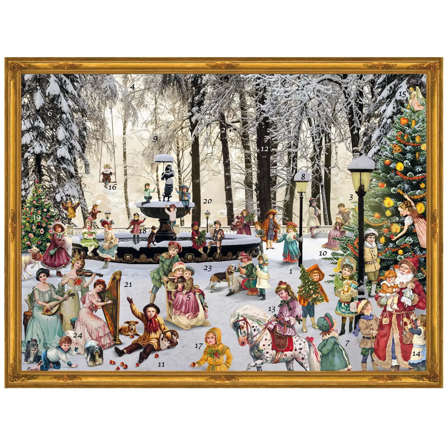 Adventskalender A3 verschneiter Brunnen