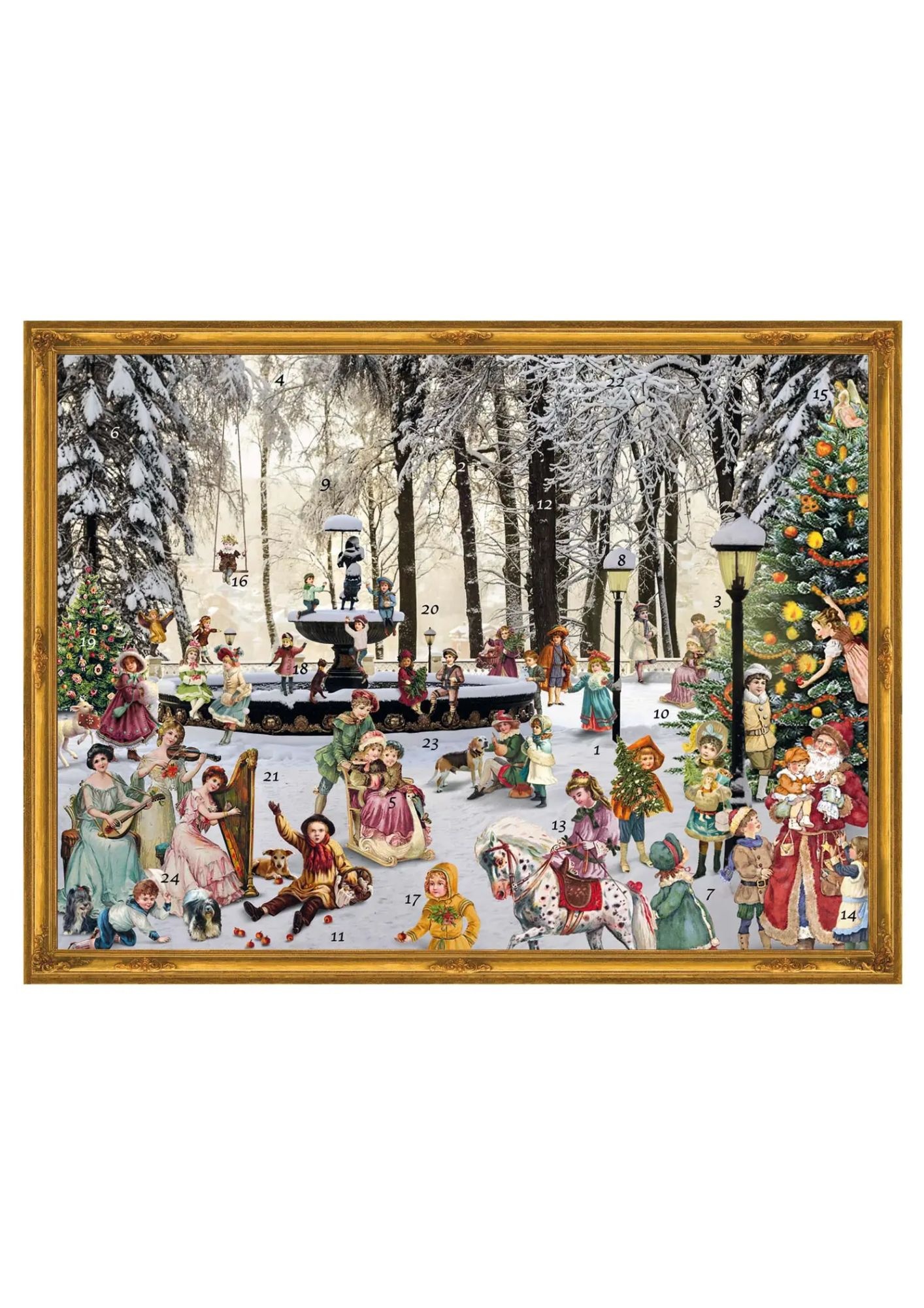 Adventskalender A3 verschneiter Brunnen