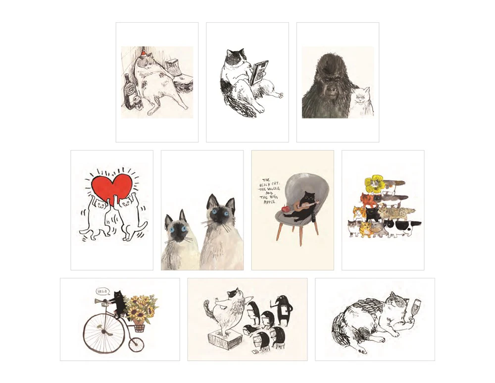 Cat Box - 100 Postcards by 10 Artists