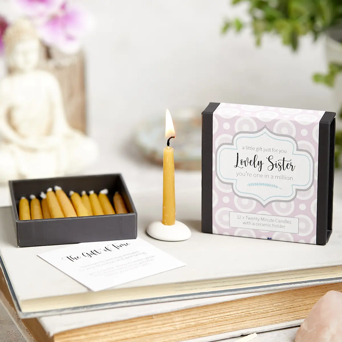 12 Mini Kerzen aus Bienenwachs - Lovely Sister