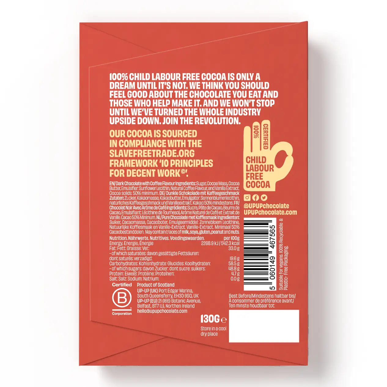 UP-UP CHOCOLATE Dark Chocolate Dark Espresso